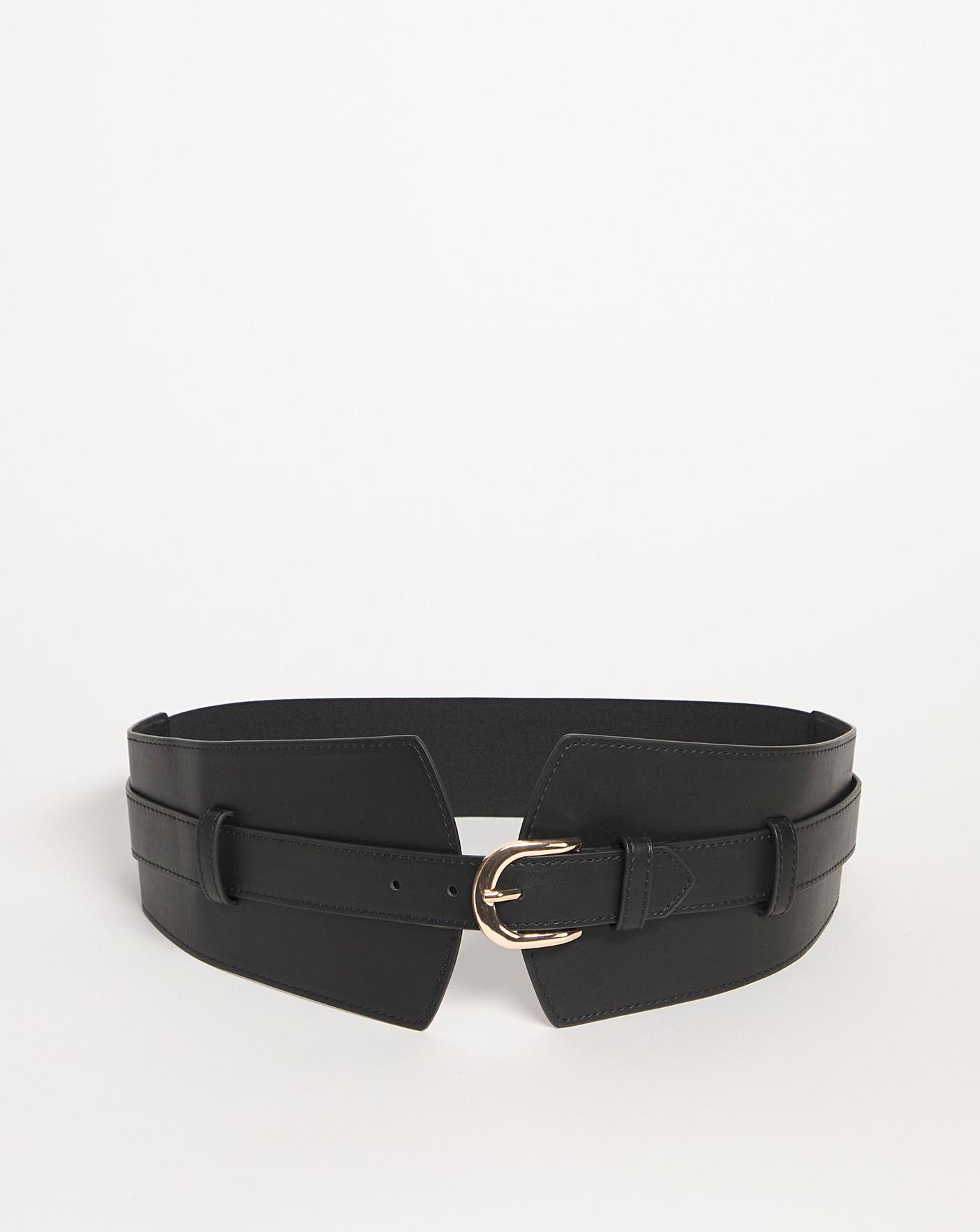 Black Buckle Front Wide Waist Belt