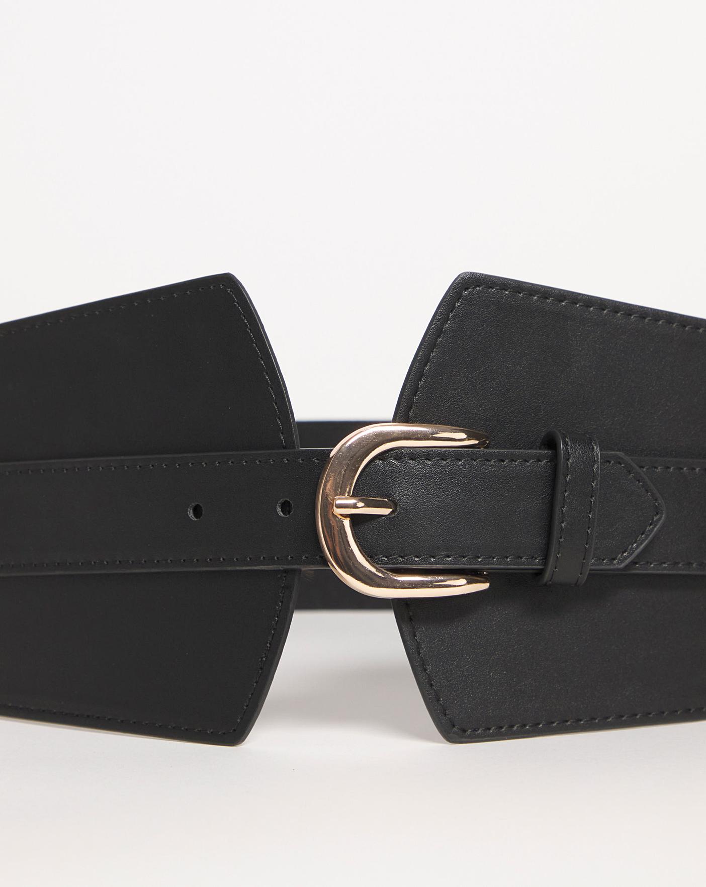 Black Double Buckle Waist Belt