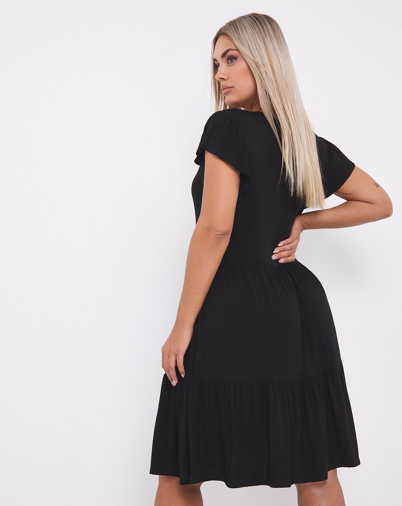 Black frill cheap smock dress