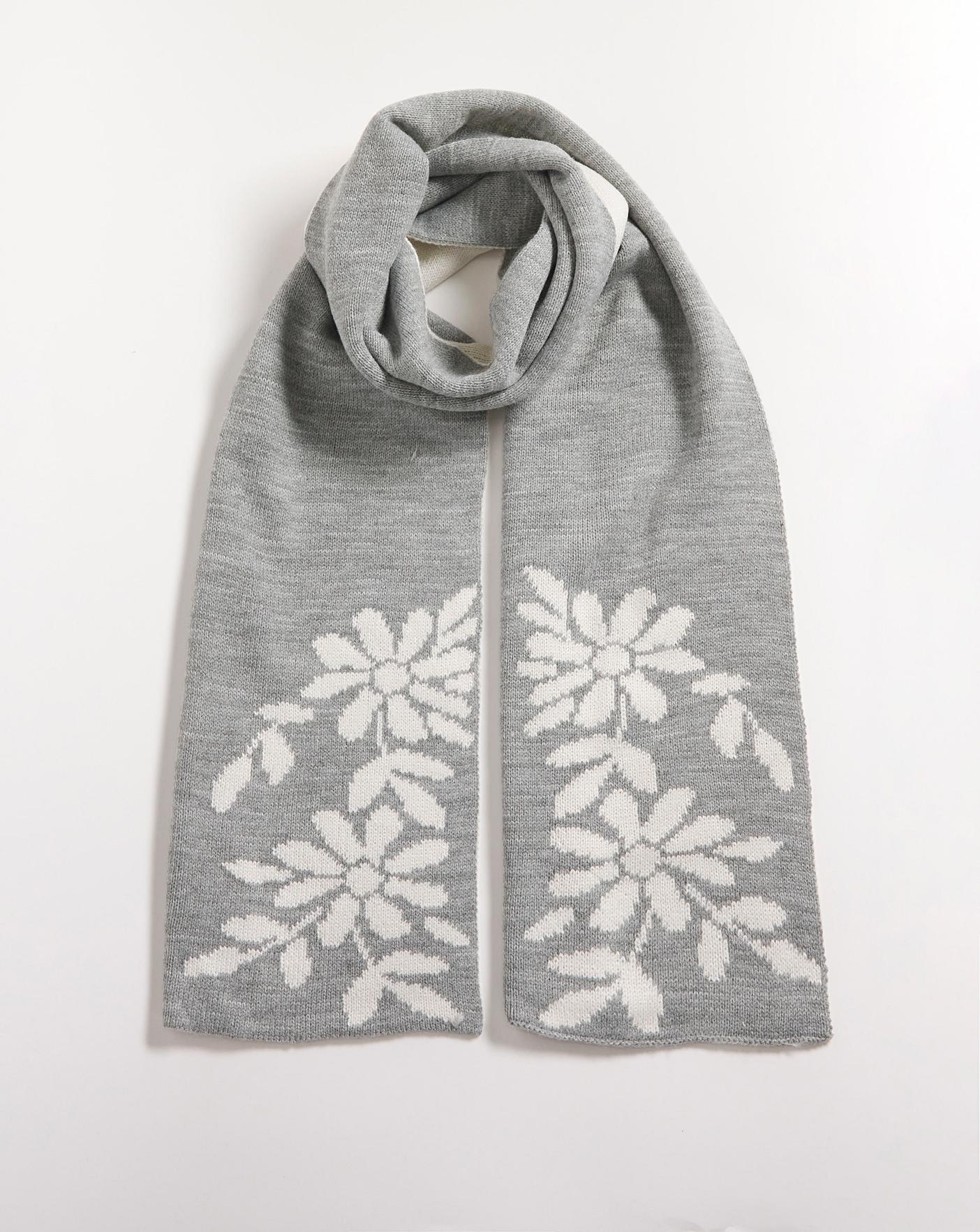 Grey Floral Jacquard Scarf J D Williams