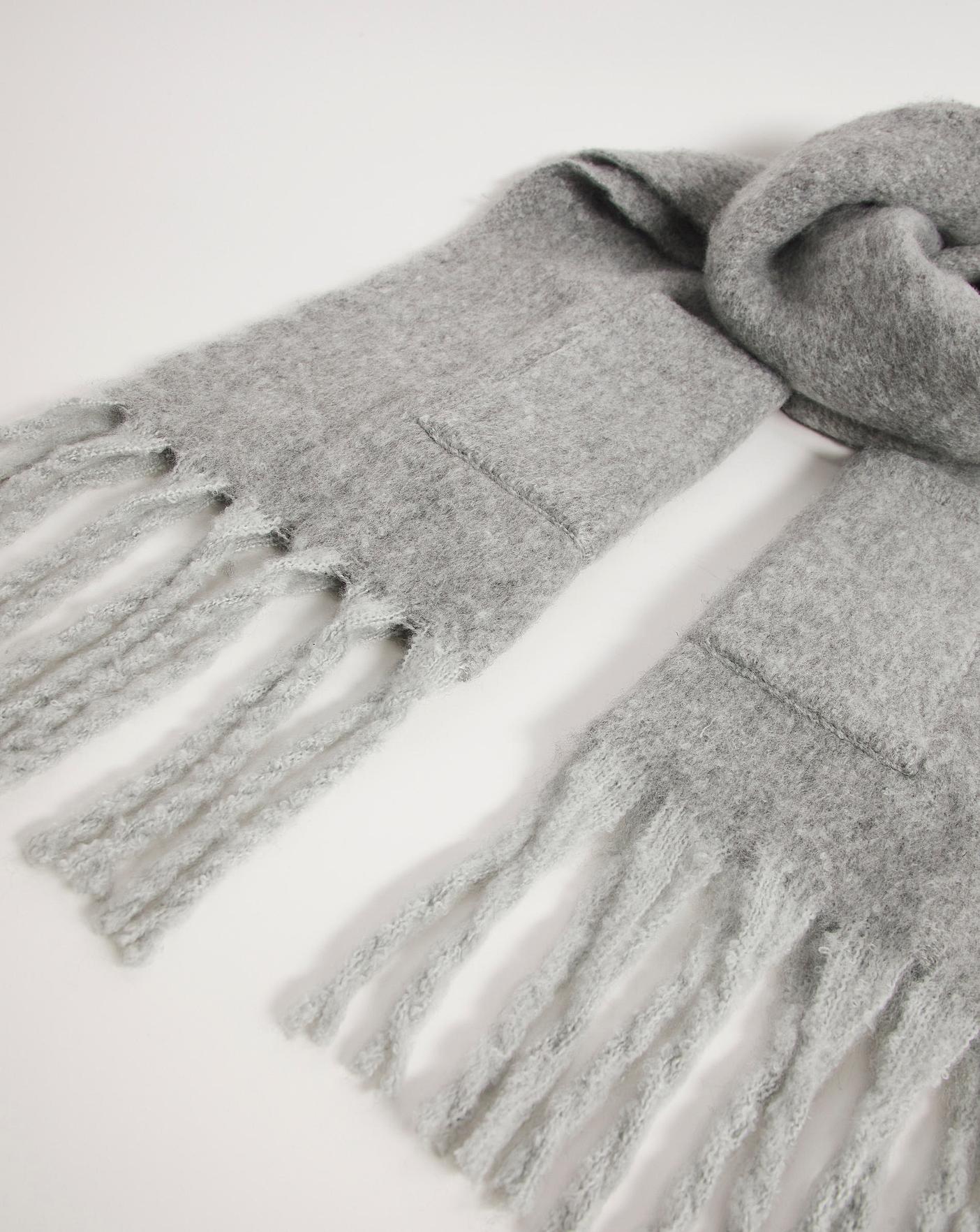 Grey Pocket Detail Fluffy Blanket Scarf | J D Williams