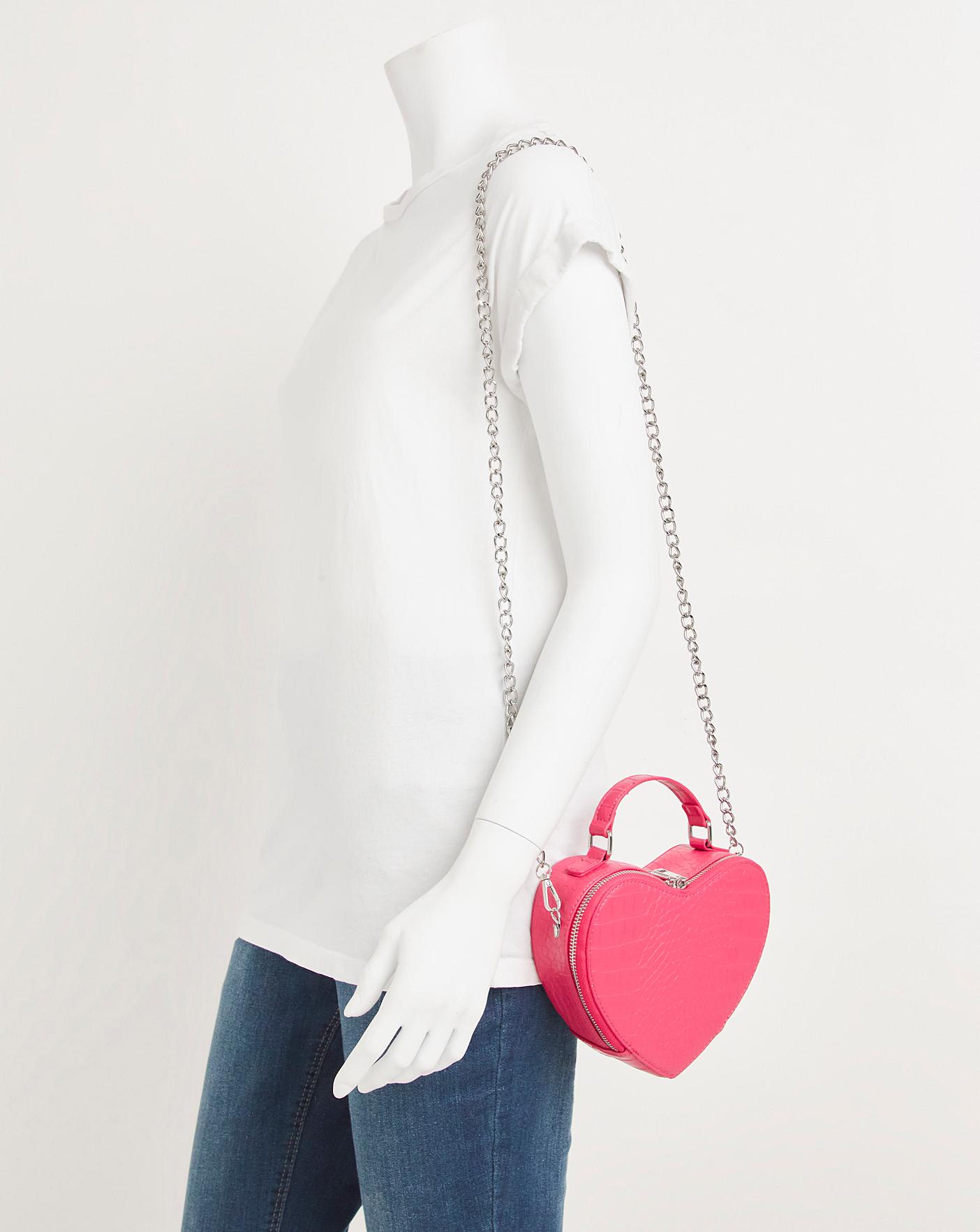Pink Heart Chain Strap Bag
