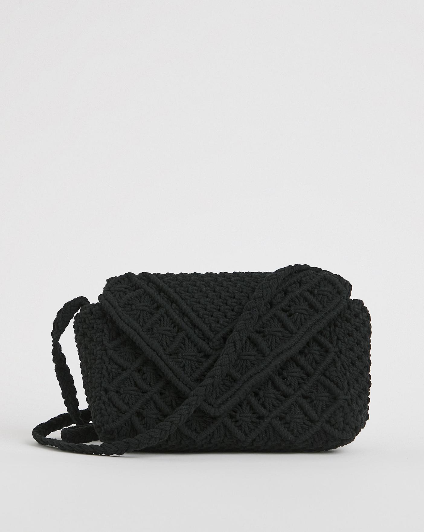 Black Macrame Crossbody Bag Oxendales