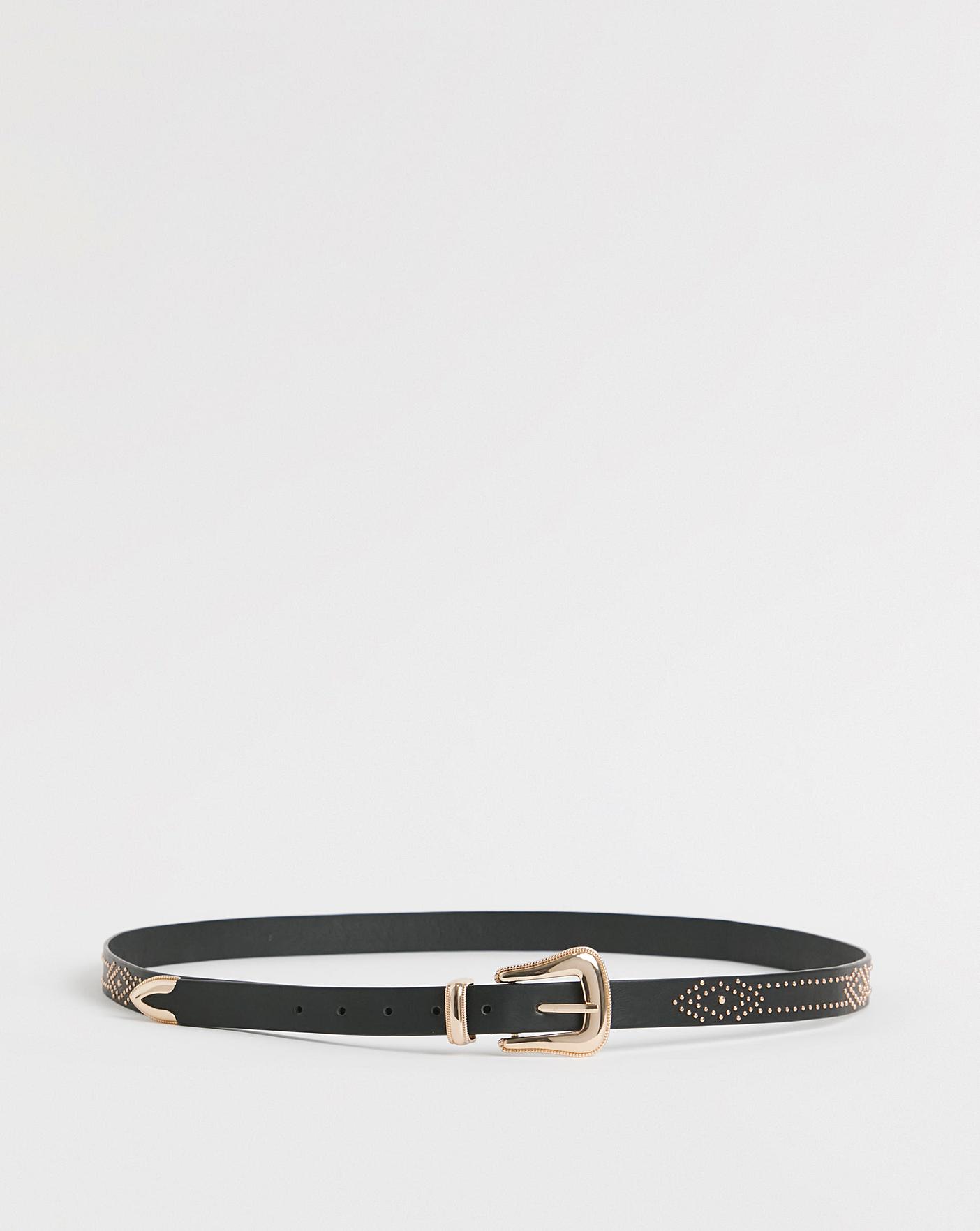 Black Studded Western Detail Belt Simply Be