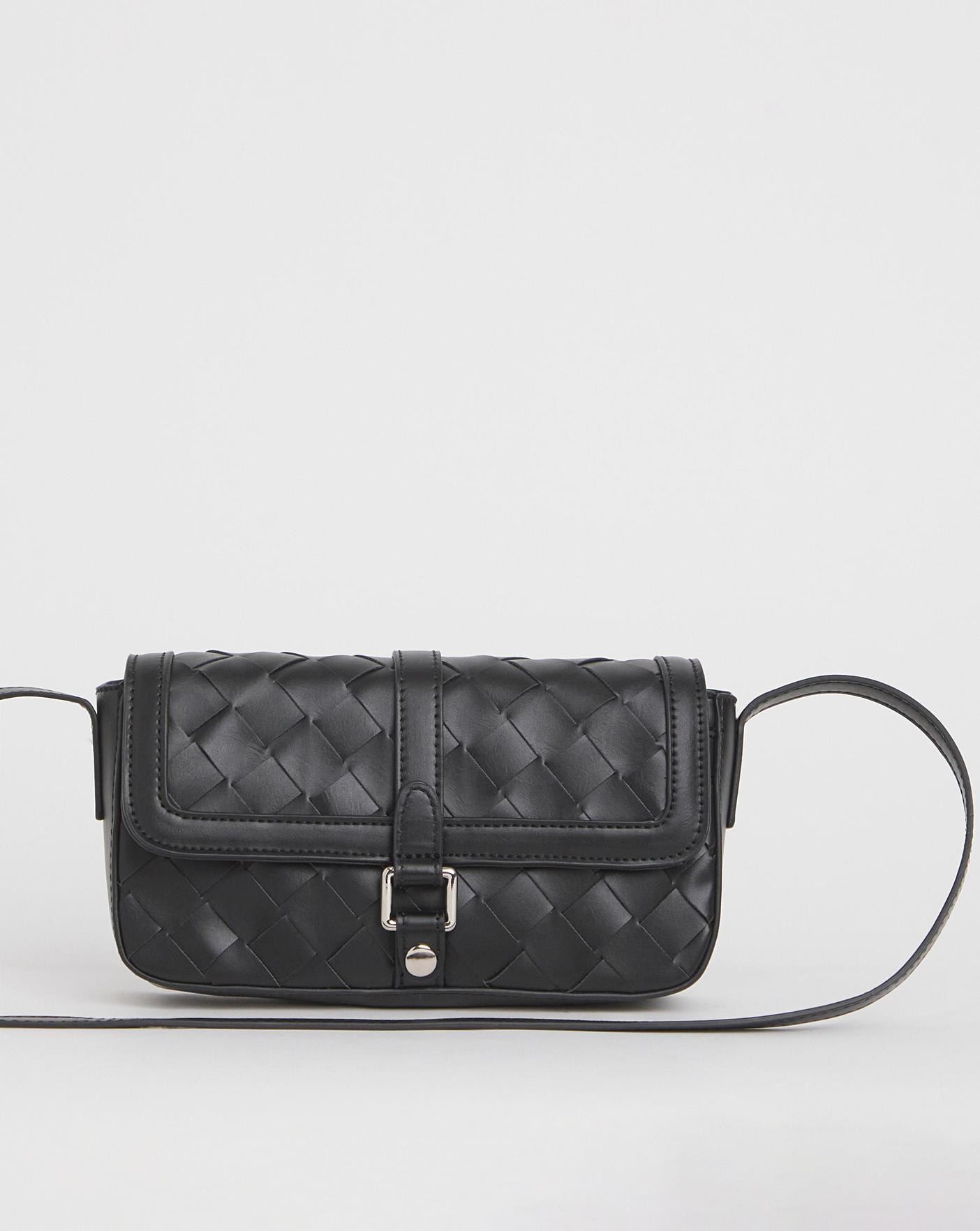 Black crossbody bag with silver hardware top