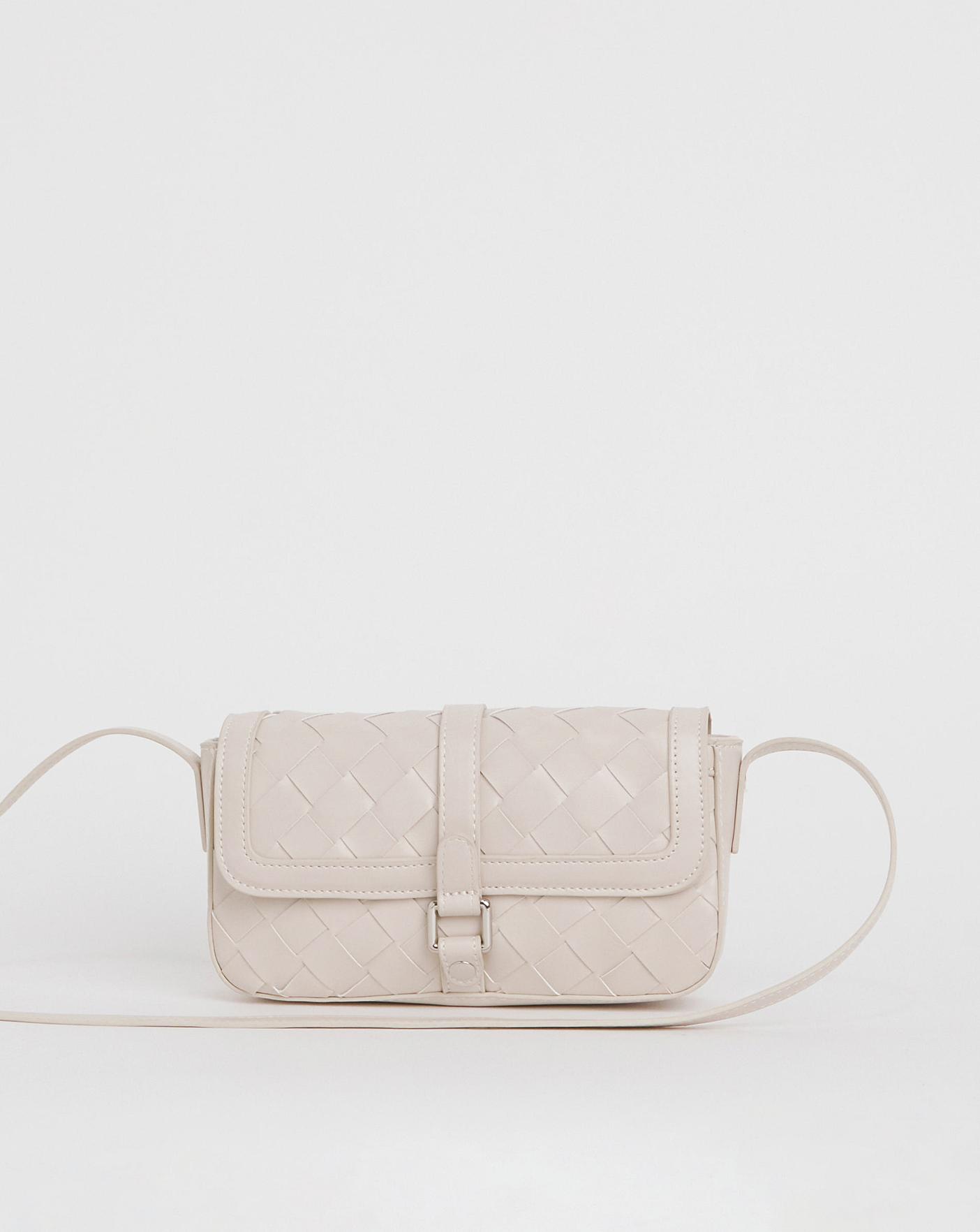 Ecru Woven Crossbody Bag