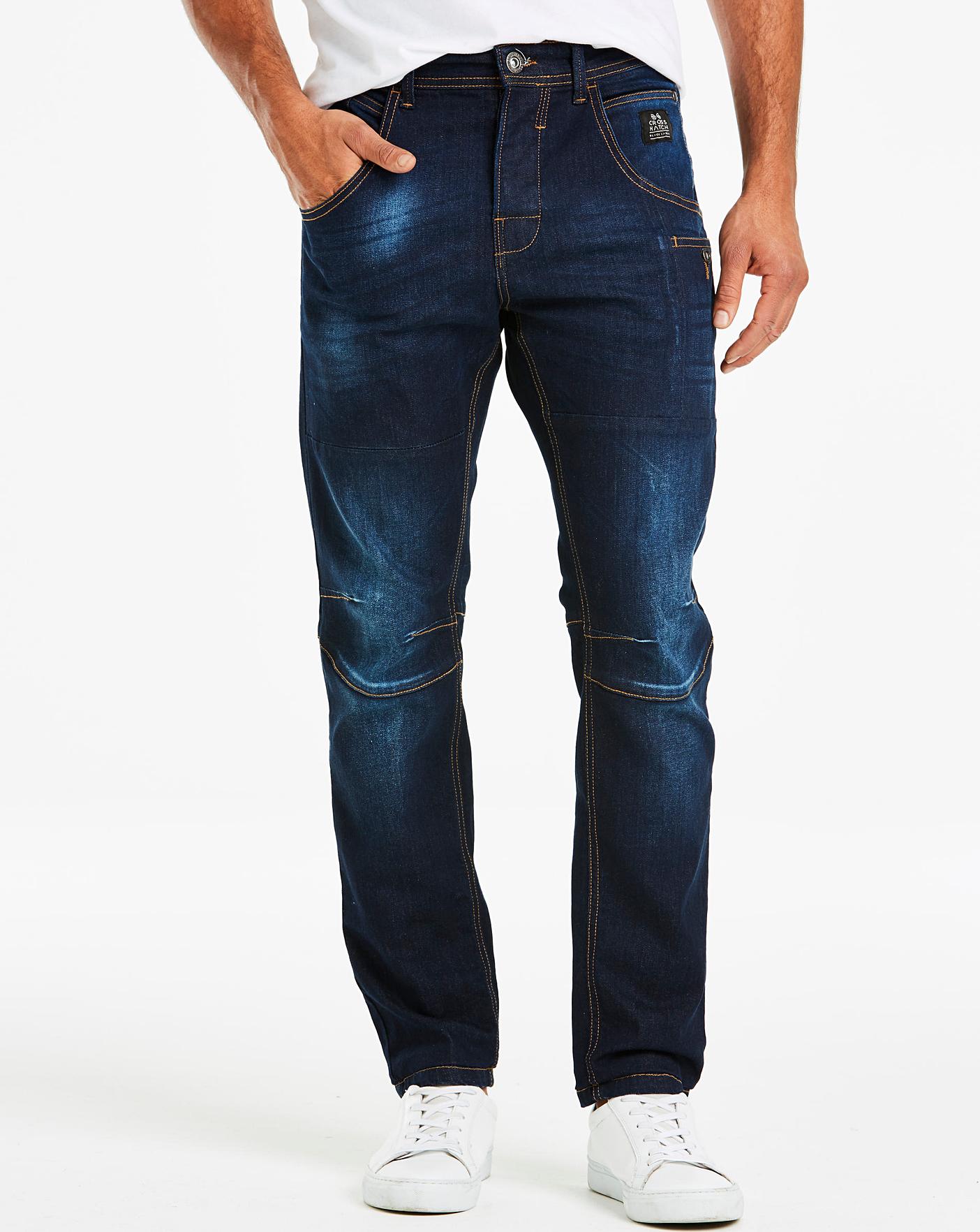 Crosshatch Dark Denim Stretch Jeans 31In | Jacamo