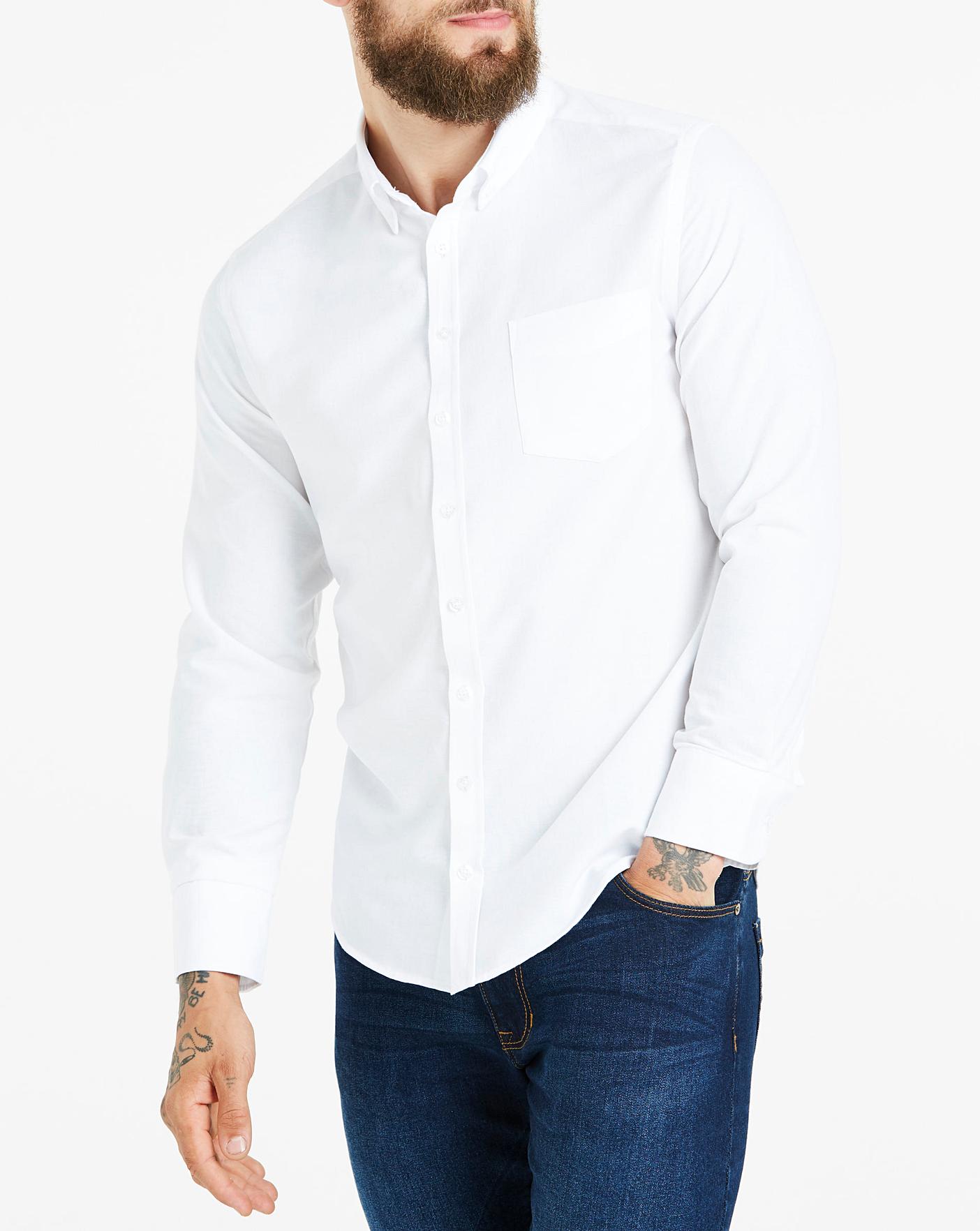 White Long Sleeve Oxford Shirt Jacamo