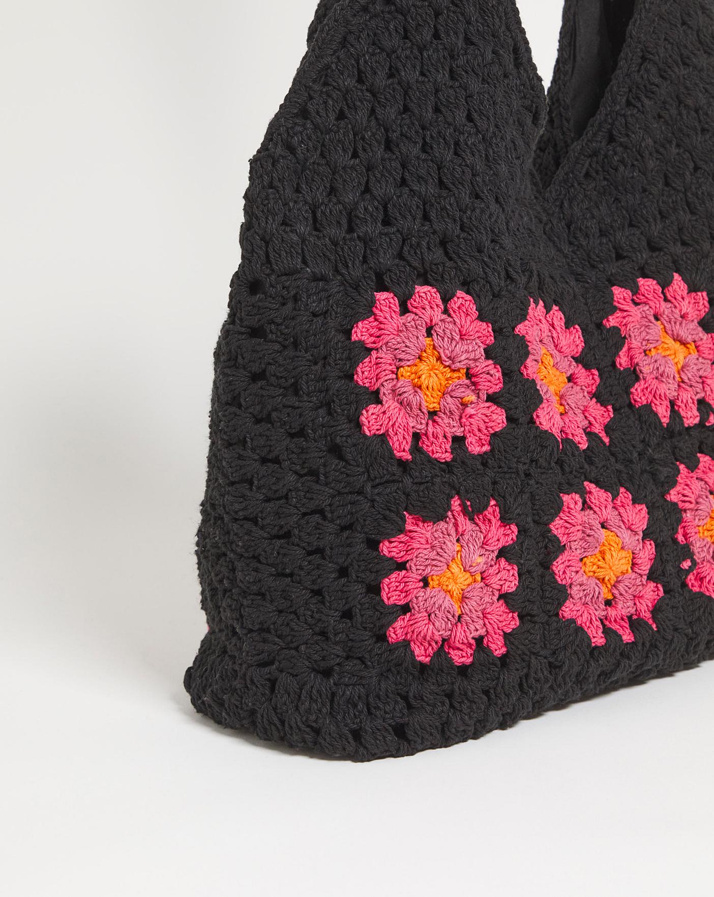 Black Crochet Knitted Bag | J D Williams