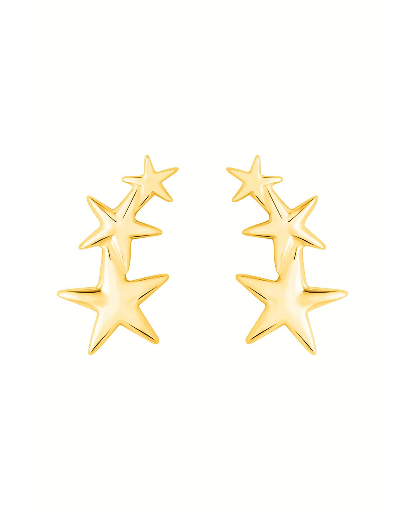 Silver star climber earrings top