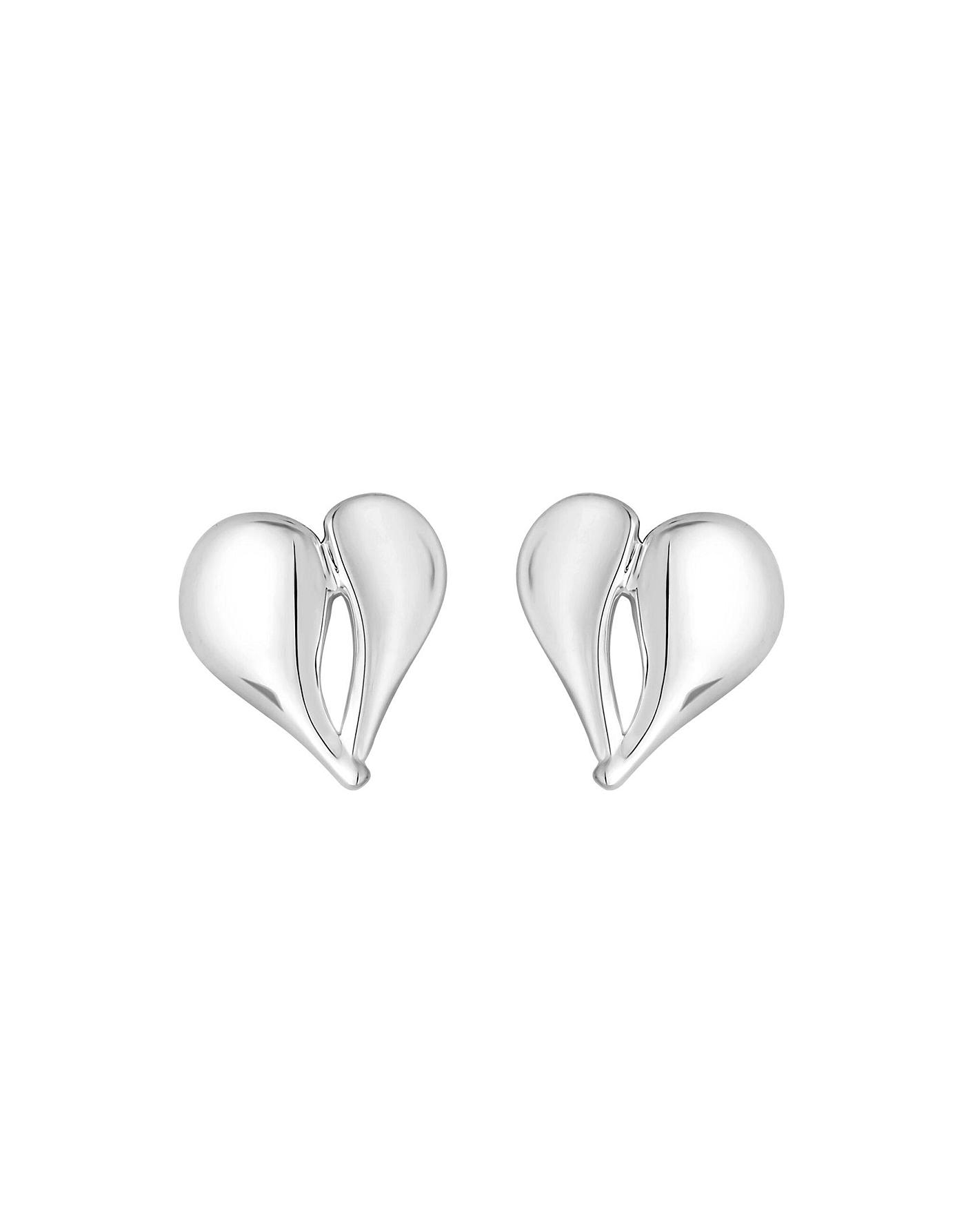 Simply Silver Pol Heart Stud Earrings Fashion World