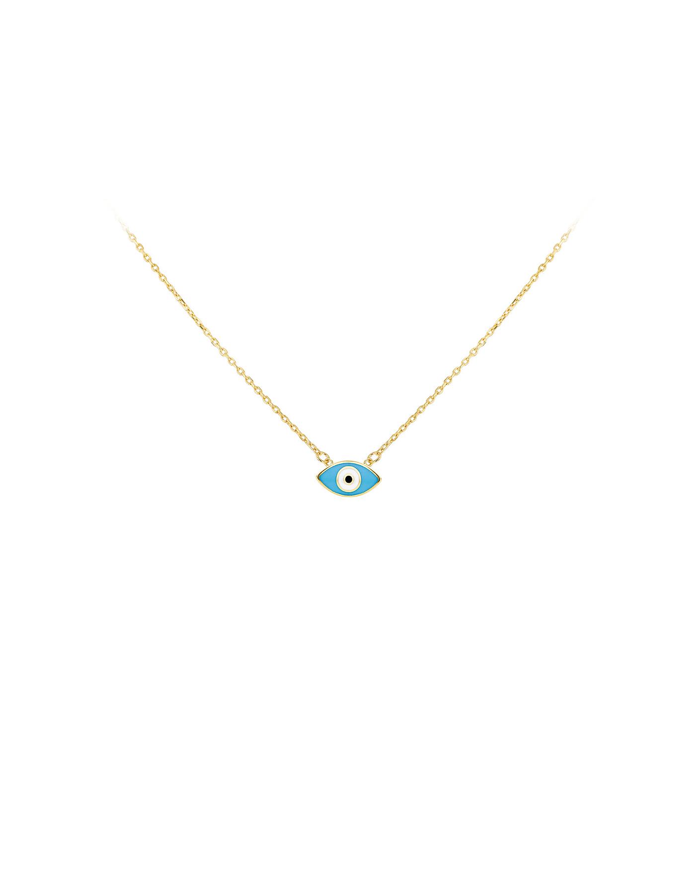 9ct Yellow Gold 10mm X 6mm Evil Eye Necklace 41-43cm/16-17