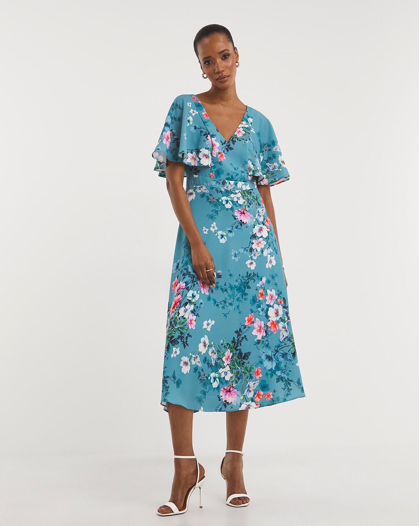 Joanna Hope Floral Angel Sleeve Dress | J D Williams