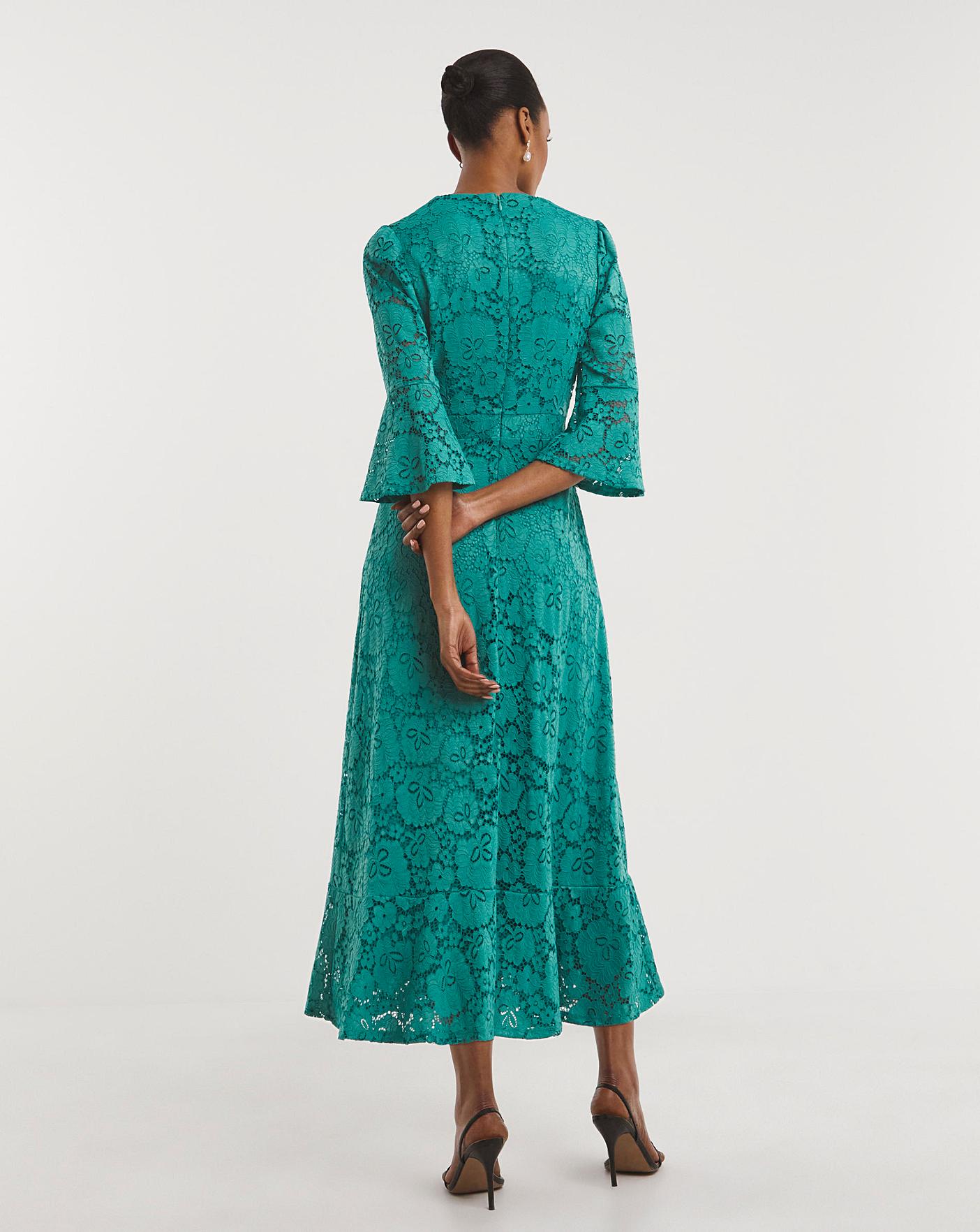 Joanna Hope Green Stretch Lace Dress | J D Williams