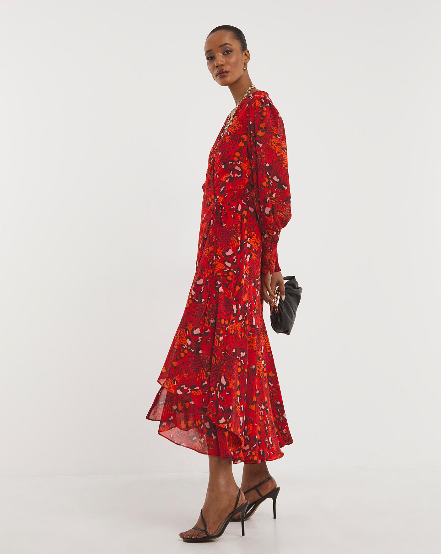 Joanna Hope Printed Wrap Midi Dress | Oxendales