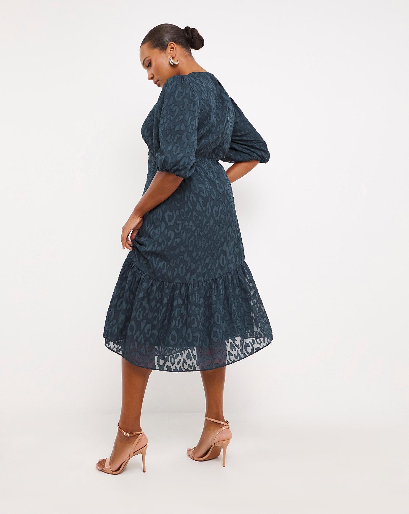 Joanna Hope Burnout Bubble Sleeve Dress