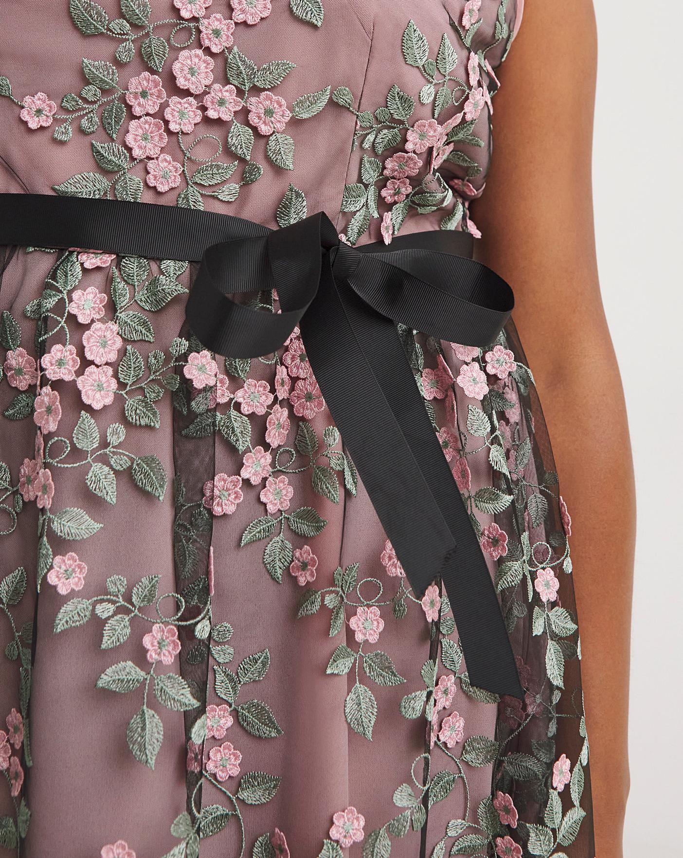 Joanna Hope Floral Mesh Prom Dress Fashion World