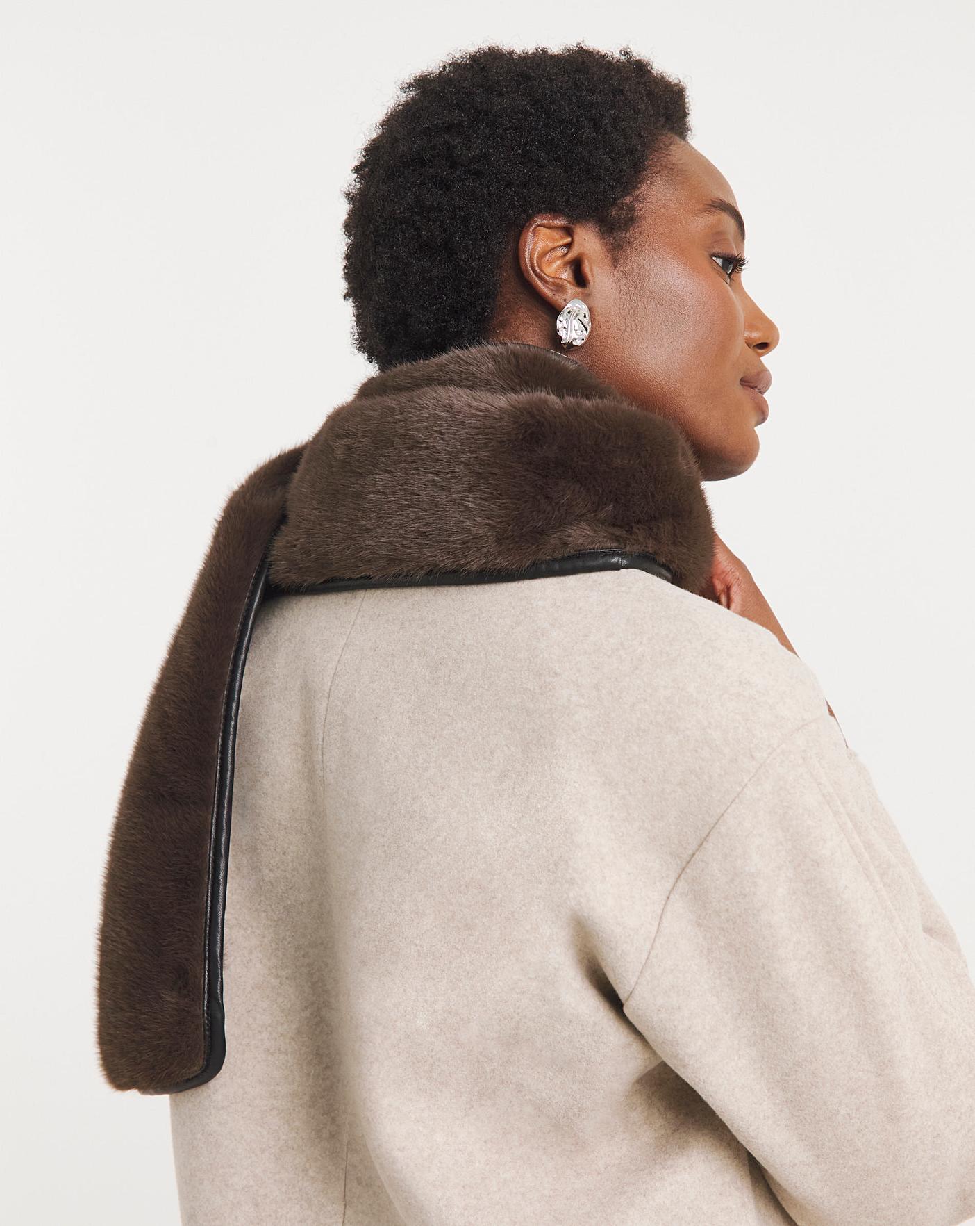 Faux Fur PU Trim Scarf | Oxendales
