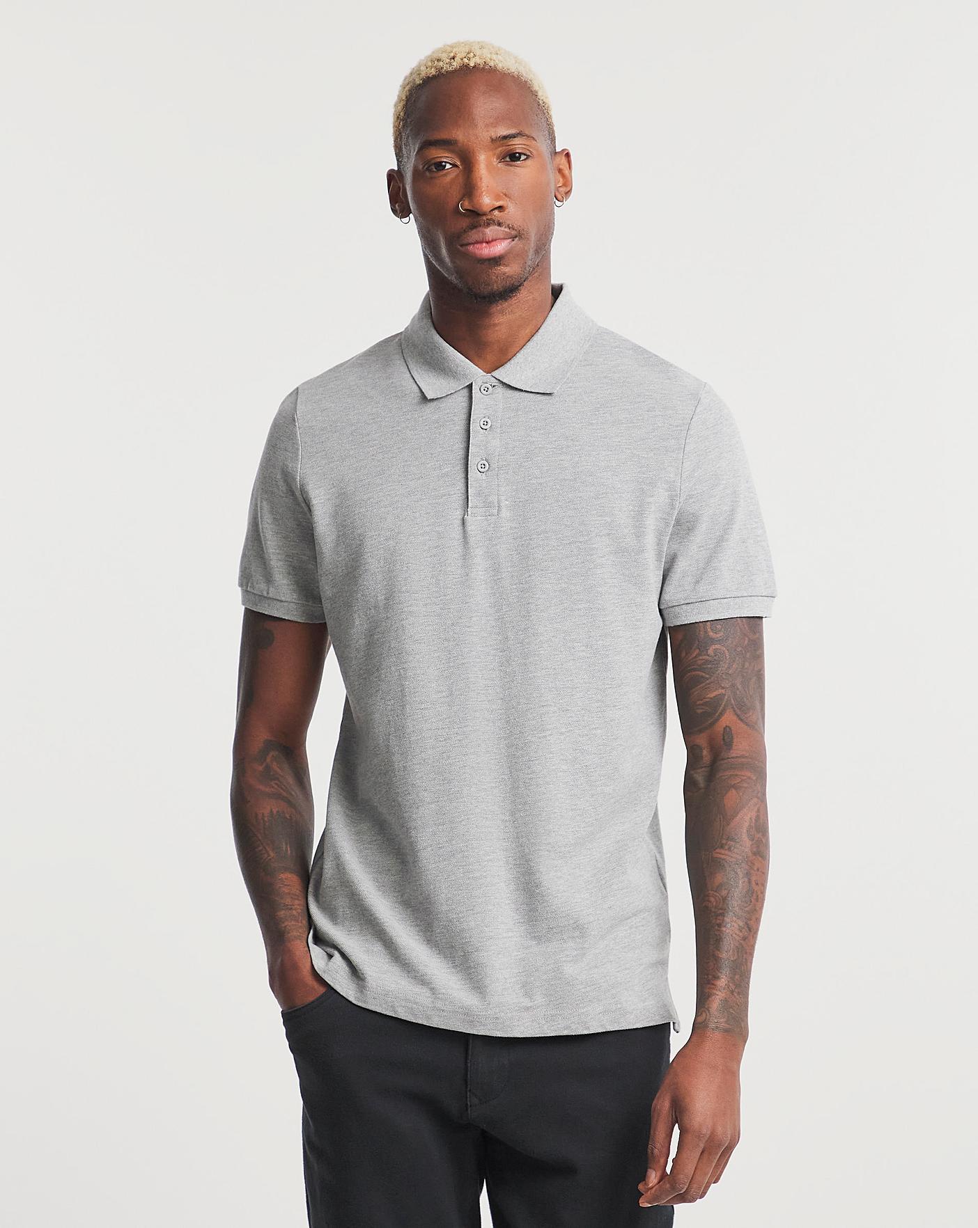 Grey marl shop polo shirt