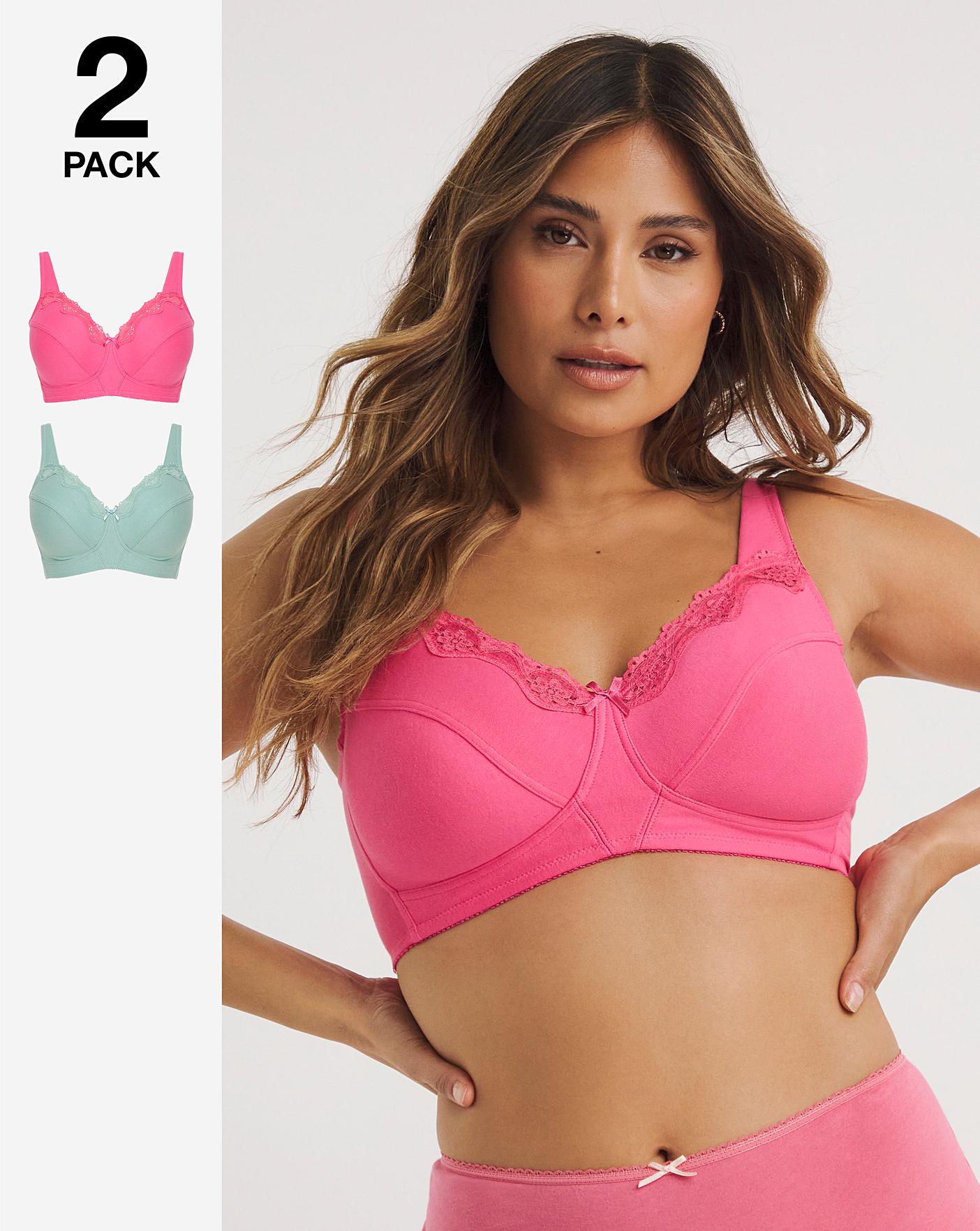 2 Pack Sarah Non Wired Bras Pink/Green