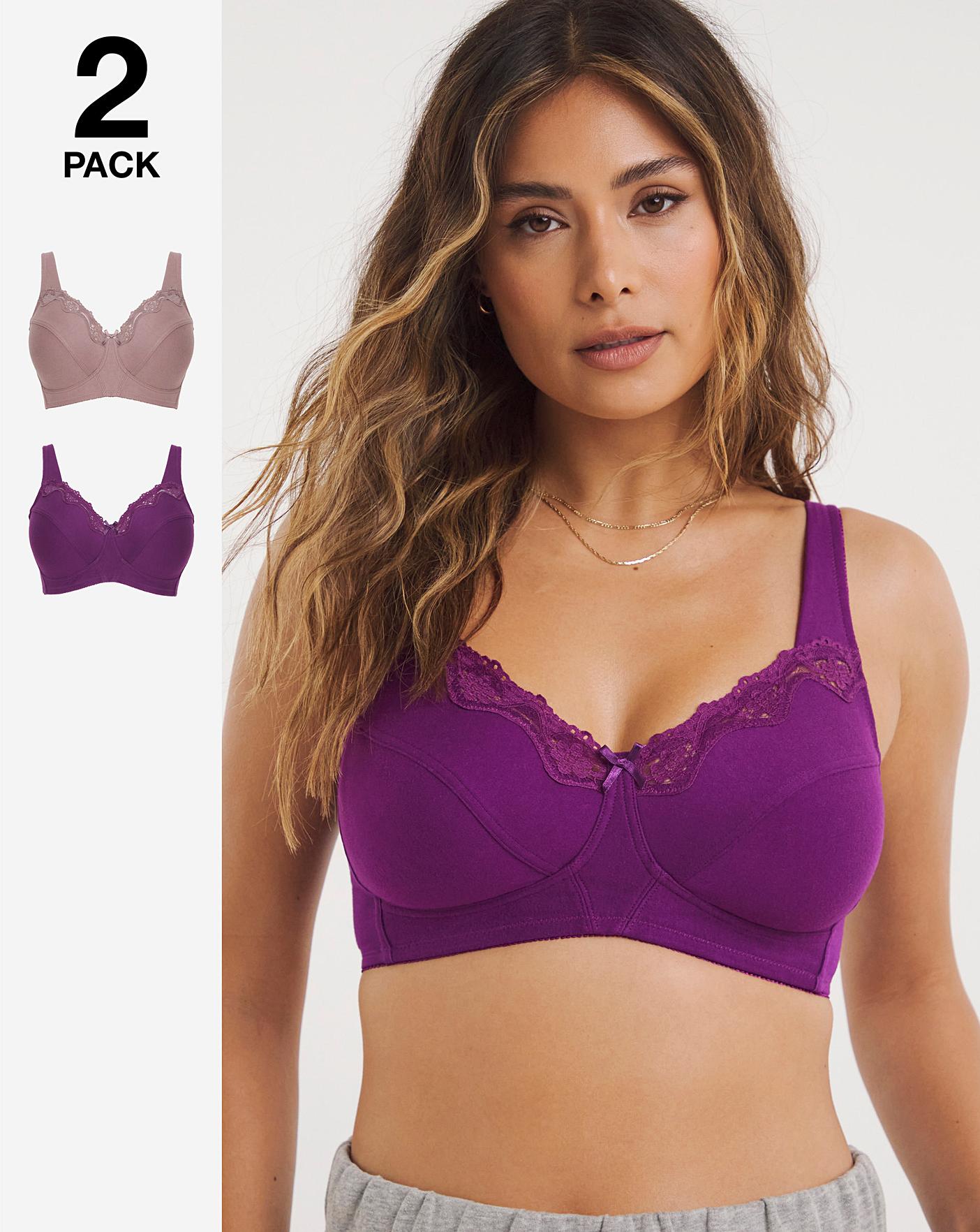 2 Pack Sarah Non Wired Bras Mink/Grape