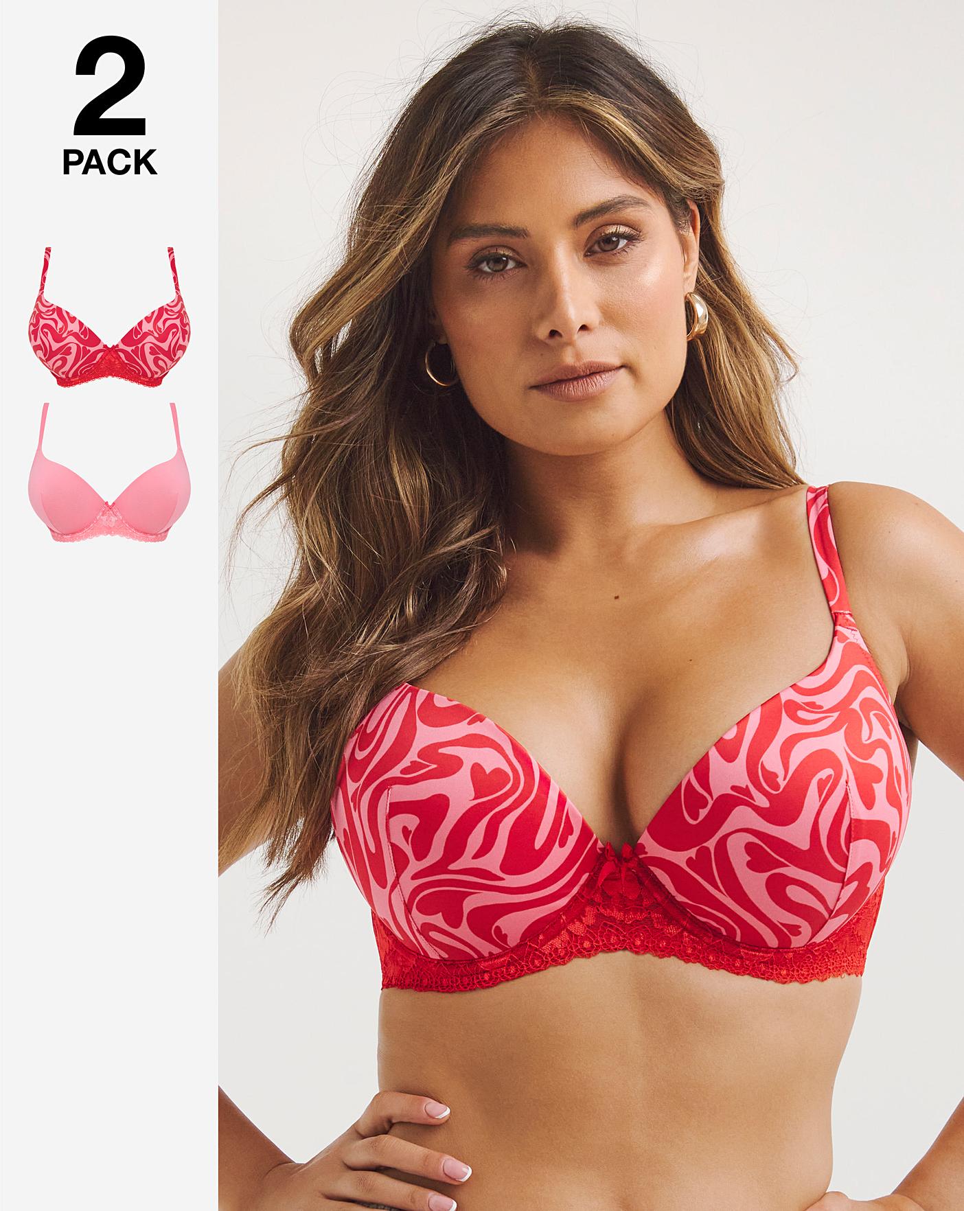2 Pack Padded Boost Bras Pink Print