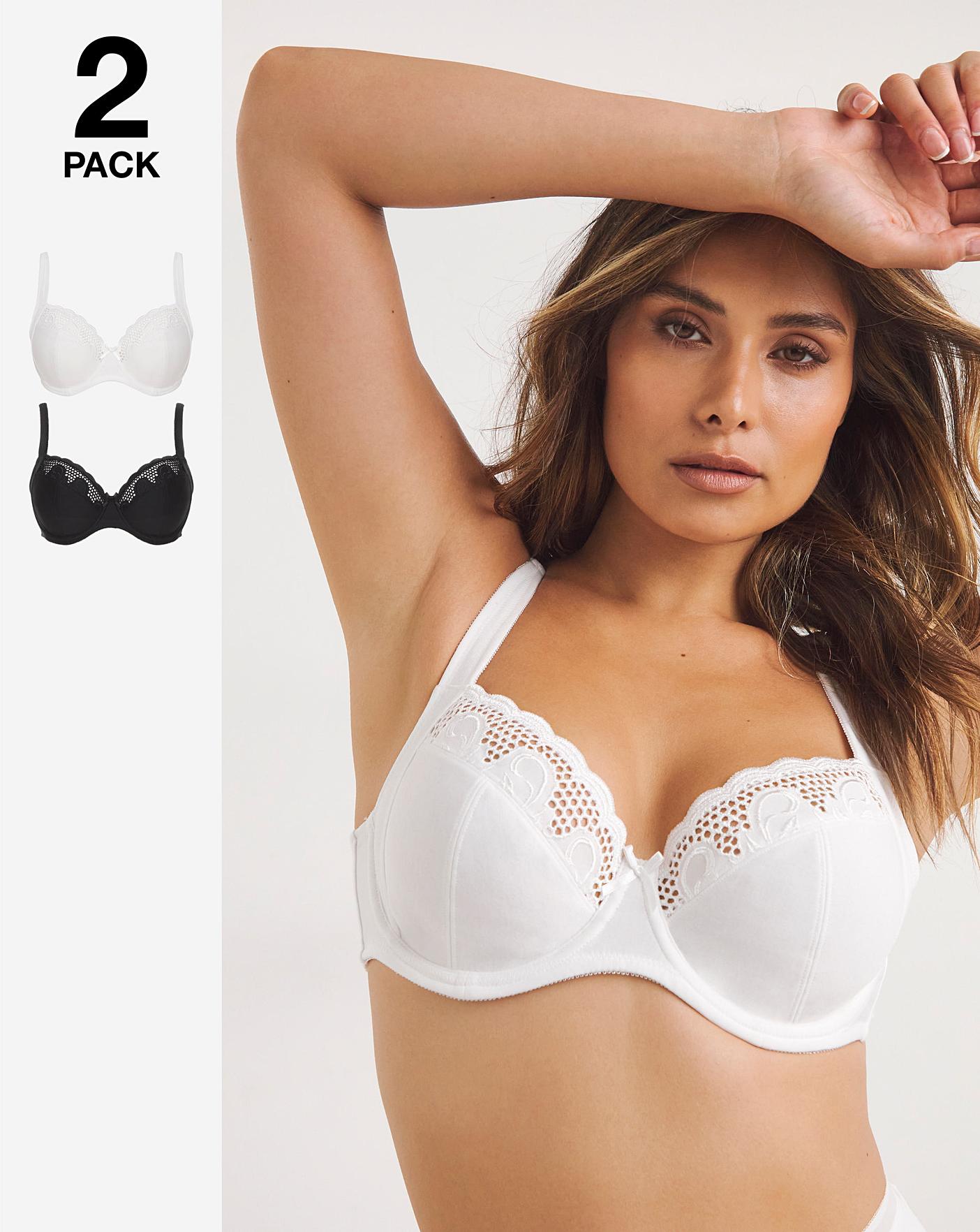 Optimum support comfy white embroidered underwire low-necked bra