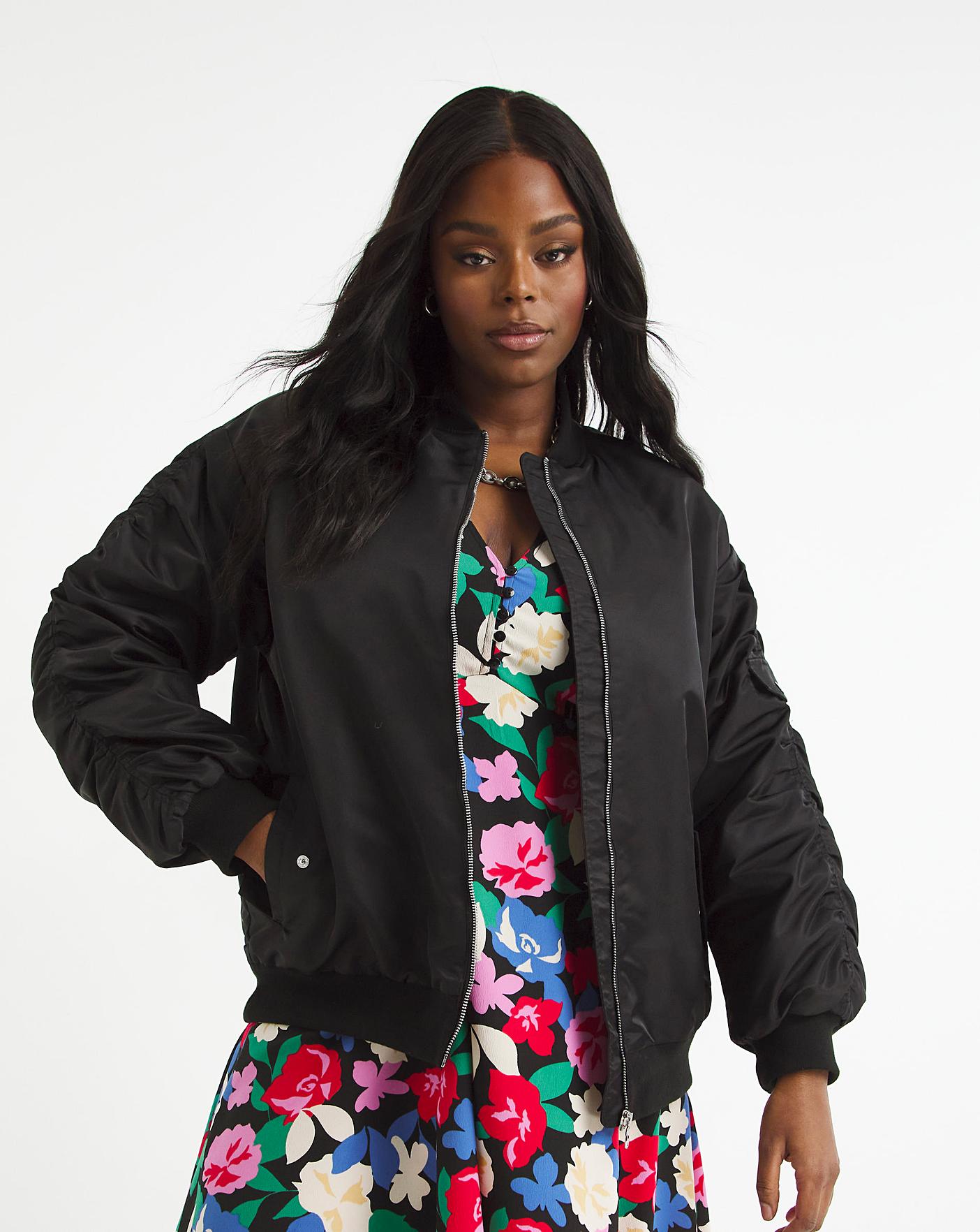 Black bomber jacket womens hotsell