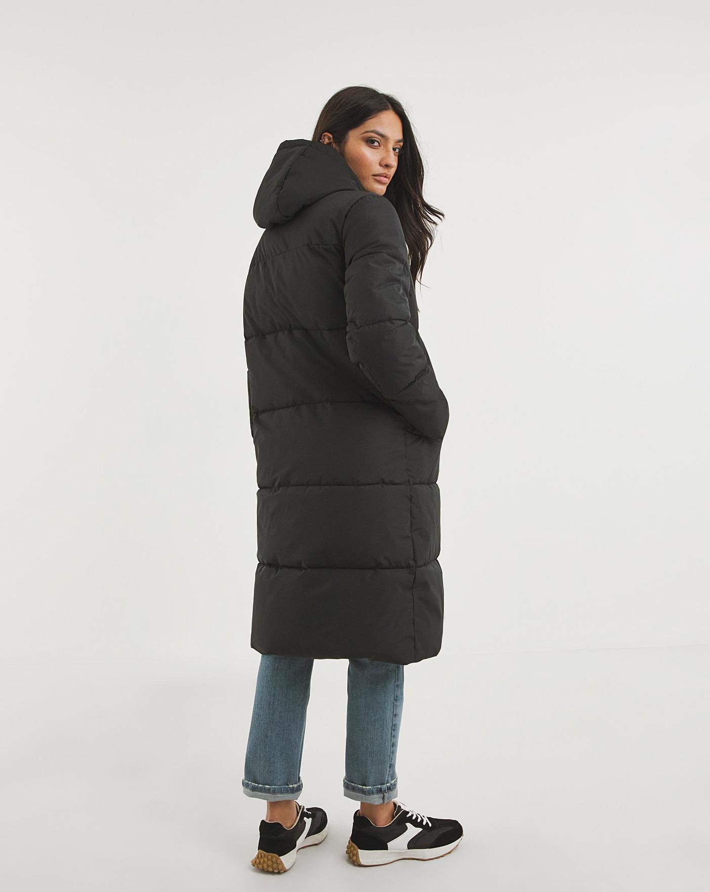 Black Mid Length Padded Duvet Coat Marisota