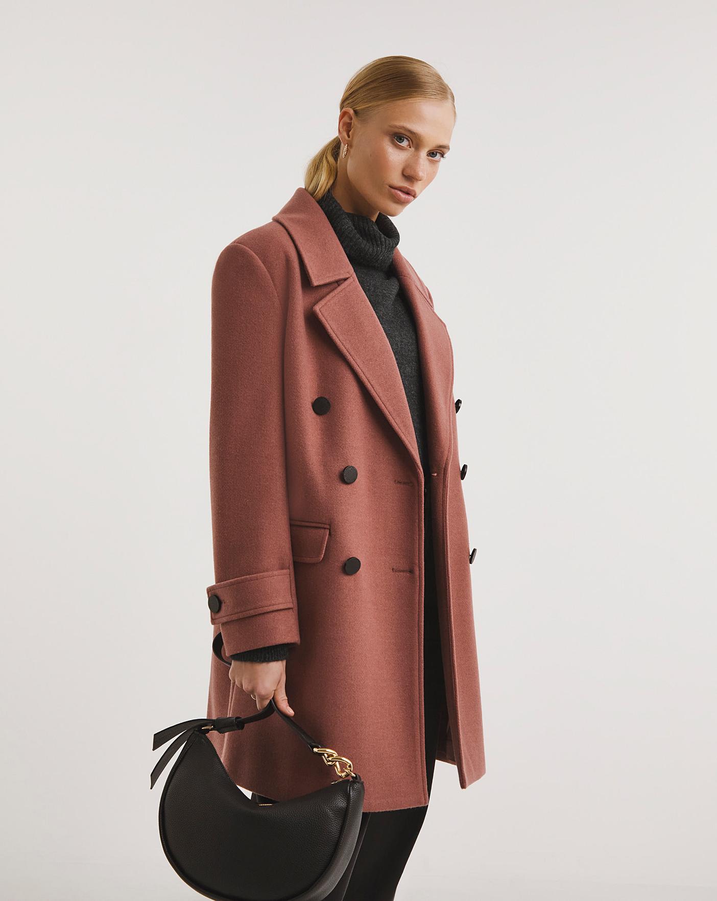 Rose Pink Military Reefer Coat | Marisota