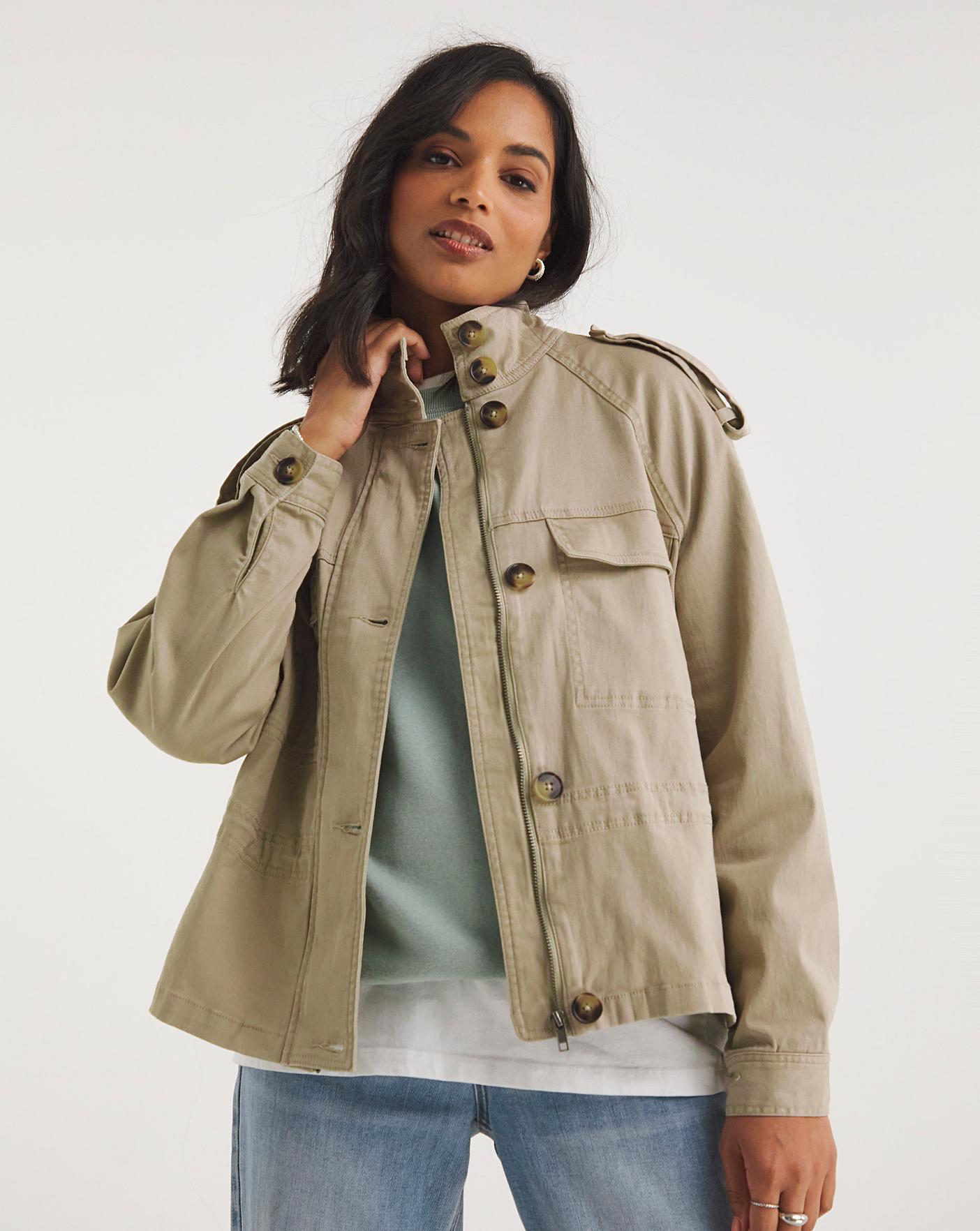 Stone Relaxed Utility Jacket | J D Williams