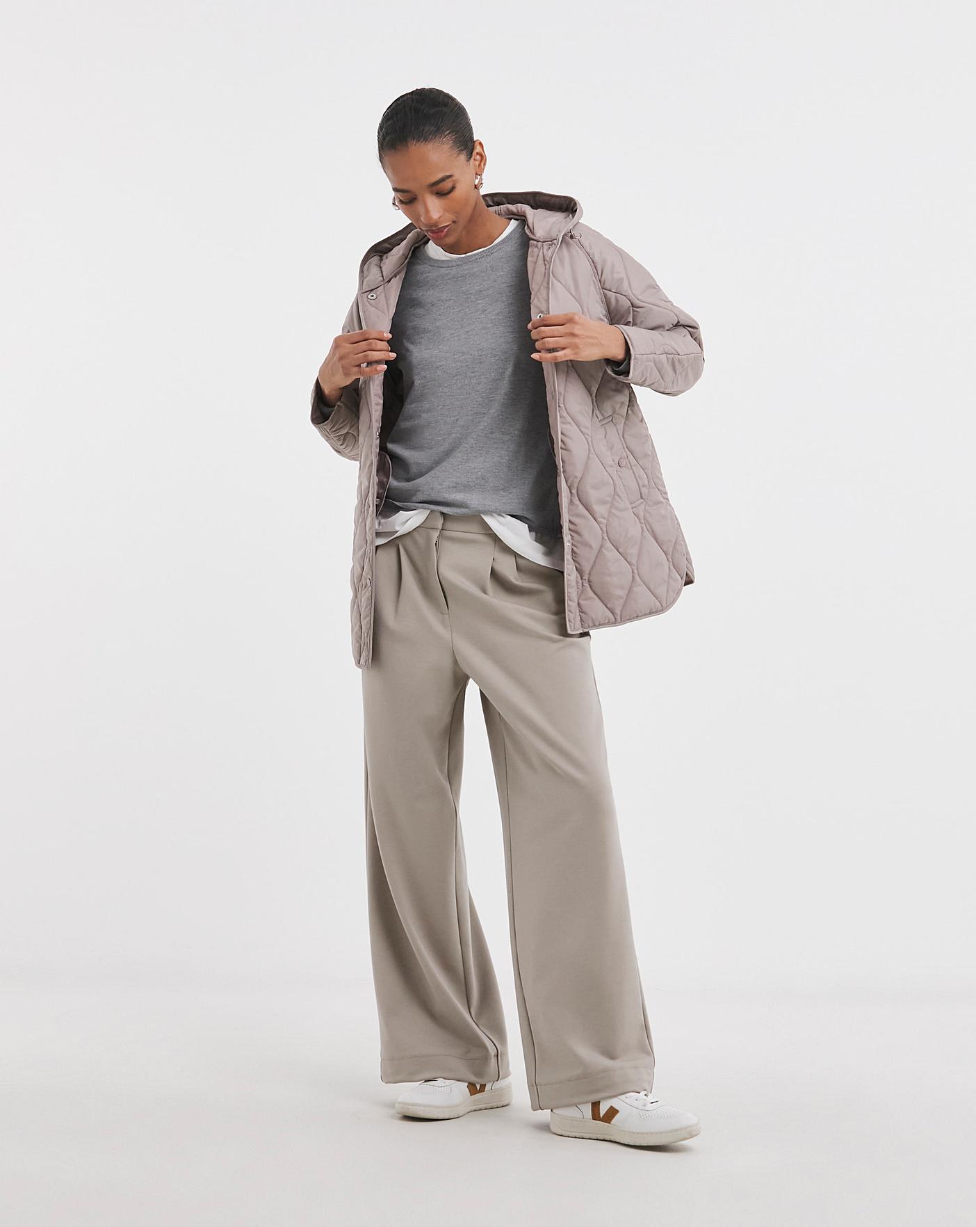 Taupe Short Quilted Jacket | Oxendales