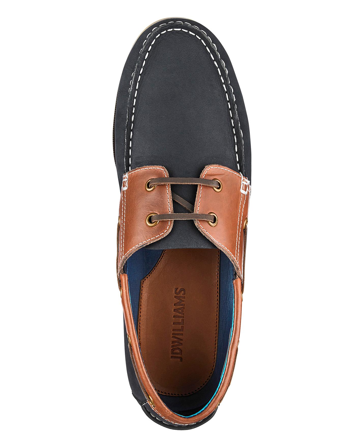 Leather Boat Shoes Wide Fit J D Williams