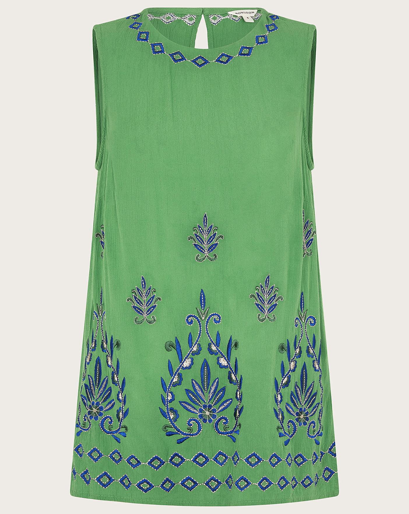 Monsoon Saffron Embroidered Tank Top | J D Williams