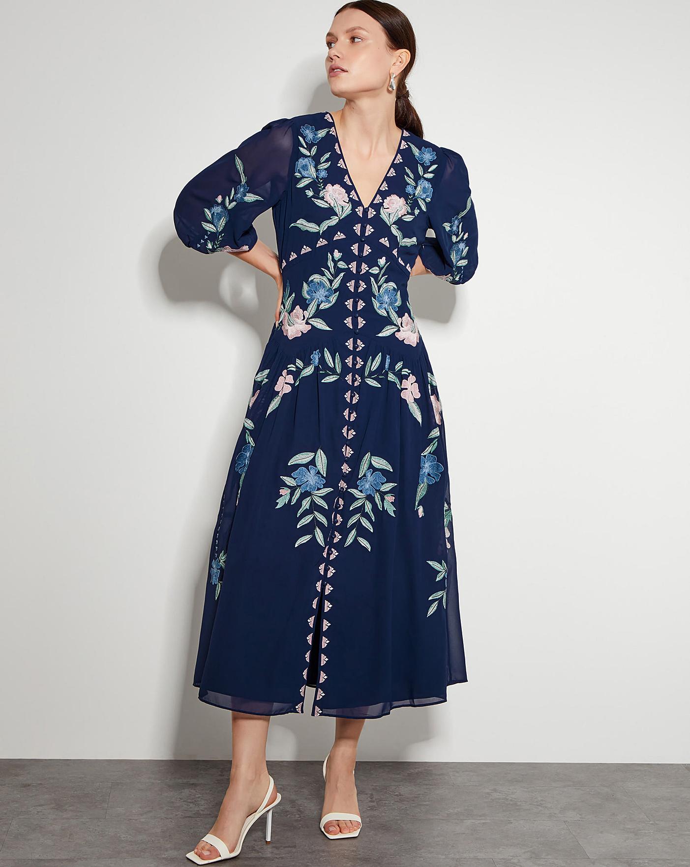 Monsoon Delilah Embroidered Midi Dress Simply Be