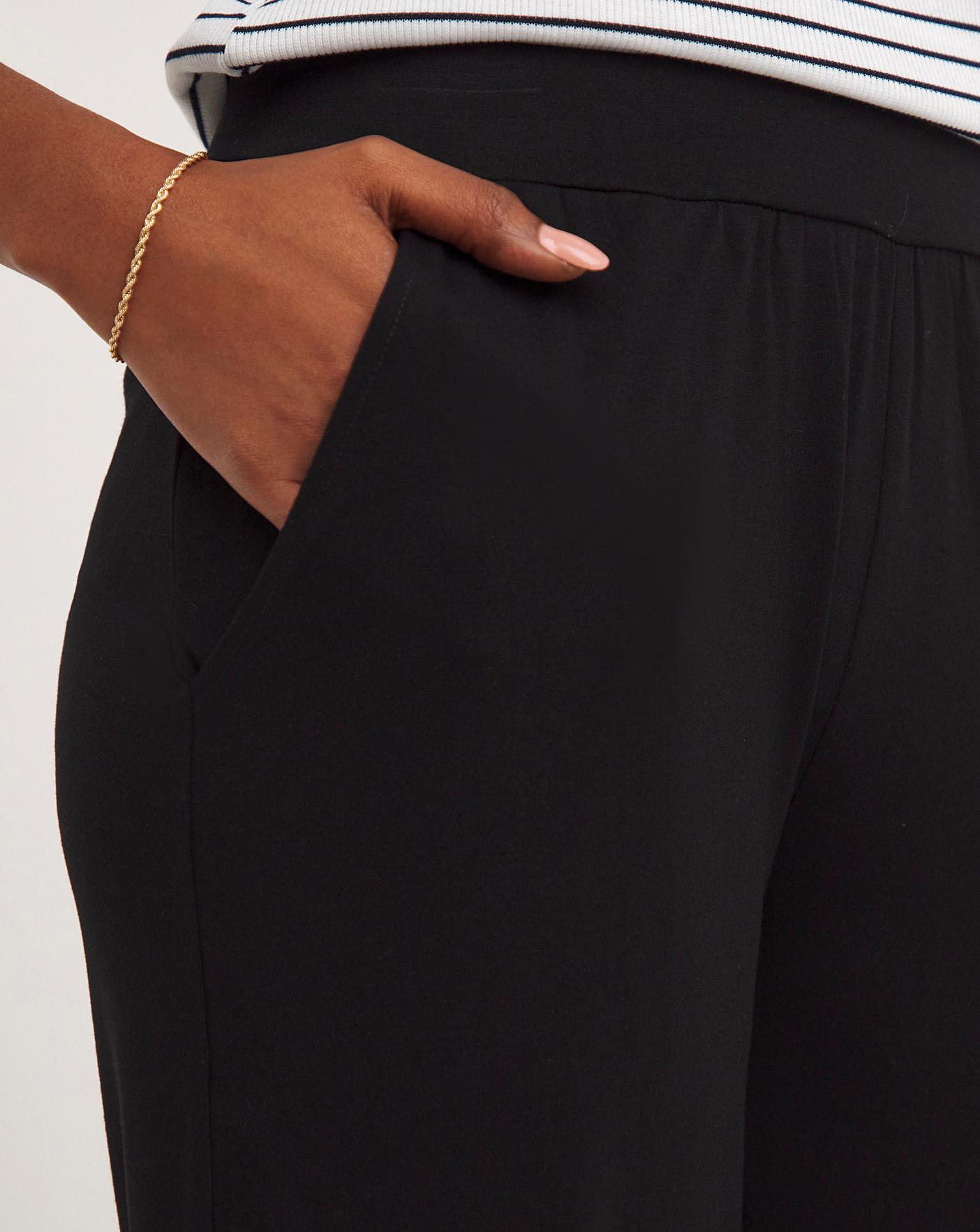 Black Jersey Straight Leg Trousers | Marisota
