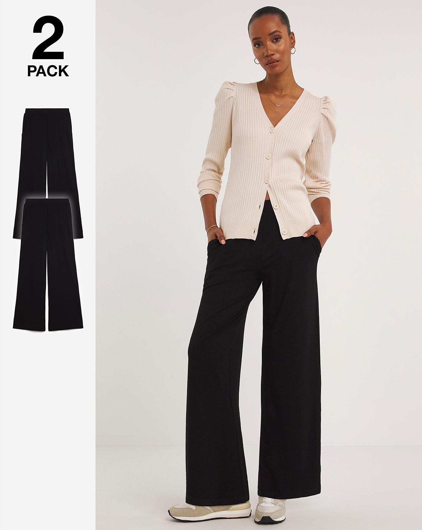 2 Pack Jersey Wide Leg Trousers