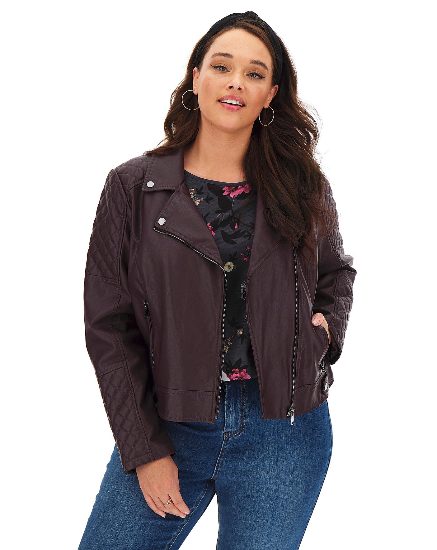 Oasis Curve Leather Look Jacket | Simply Be