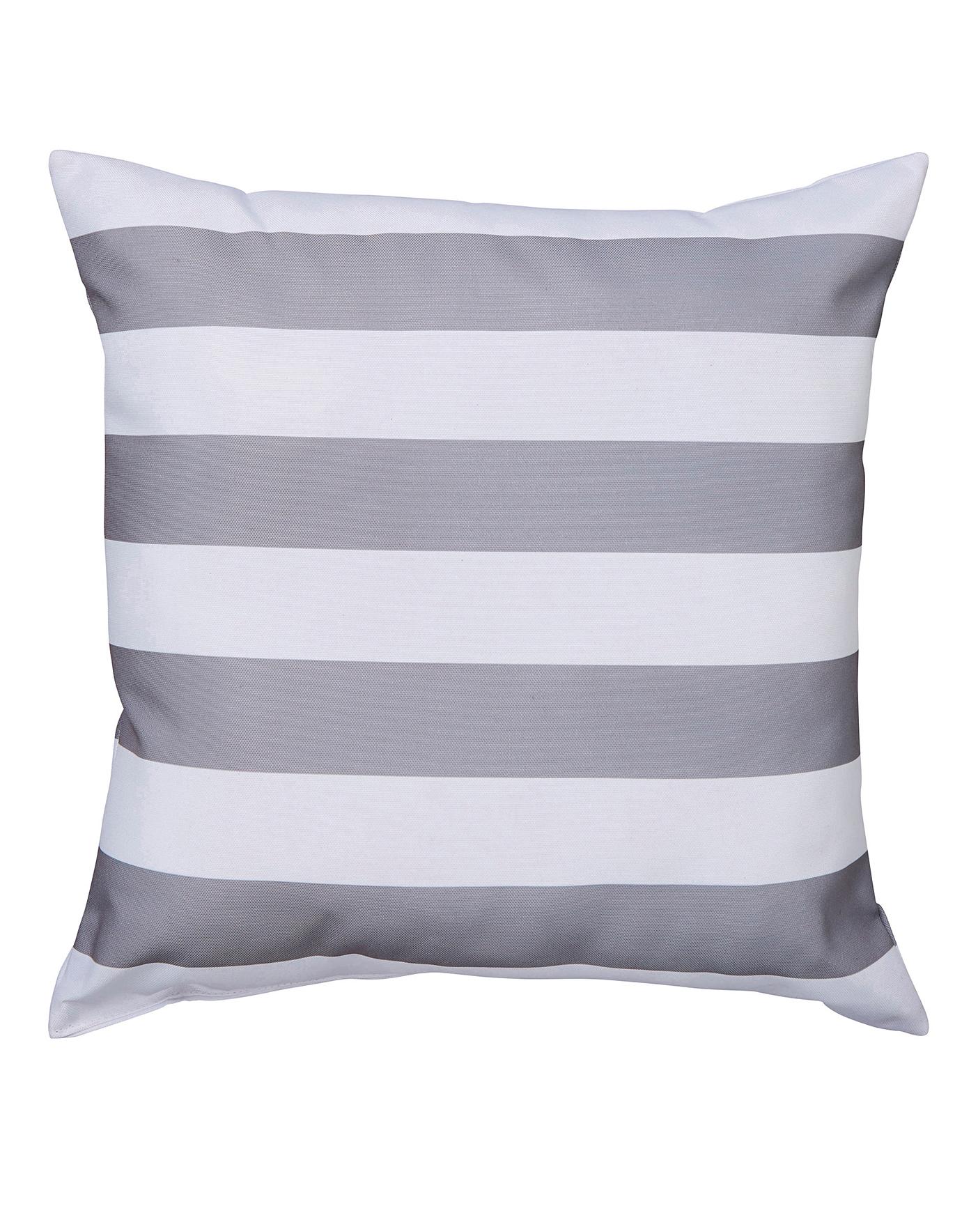 Grey Bold Stripe Outdoor Cushion J D Williams