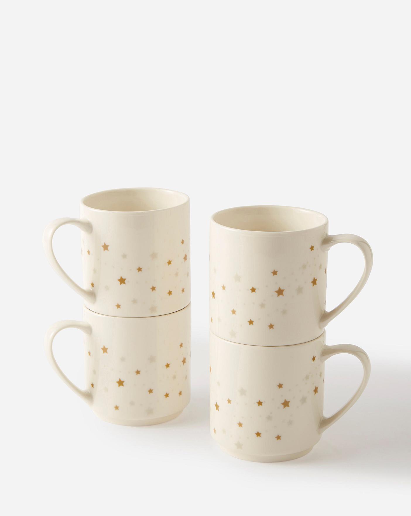 Metallic Stars Set of 4 Stacking Mugs Fashion World