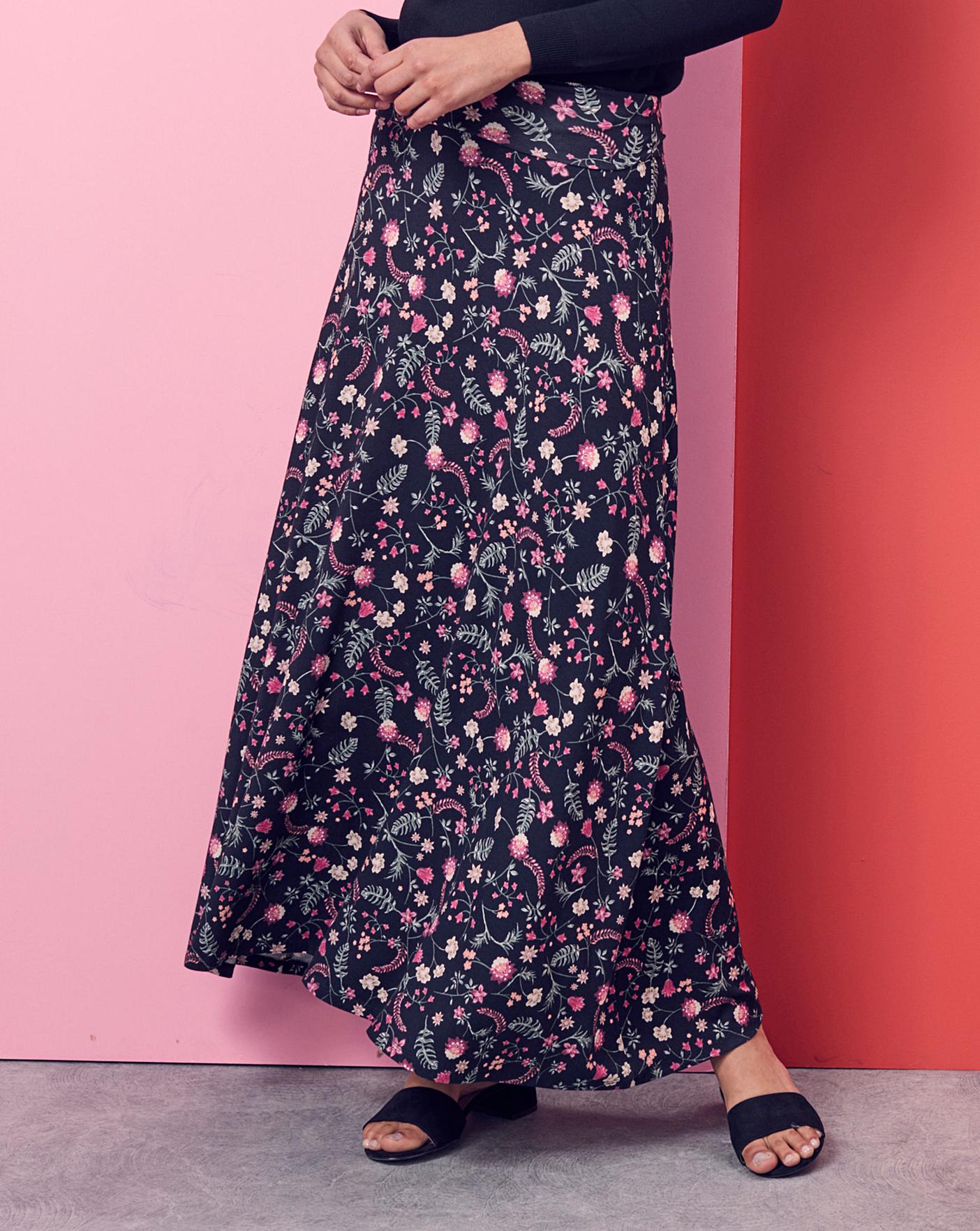 Floral print shop jersey maxi skirt