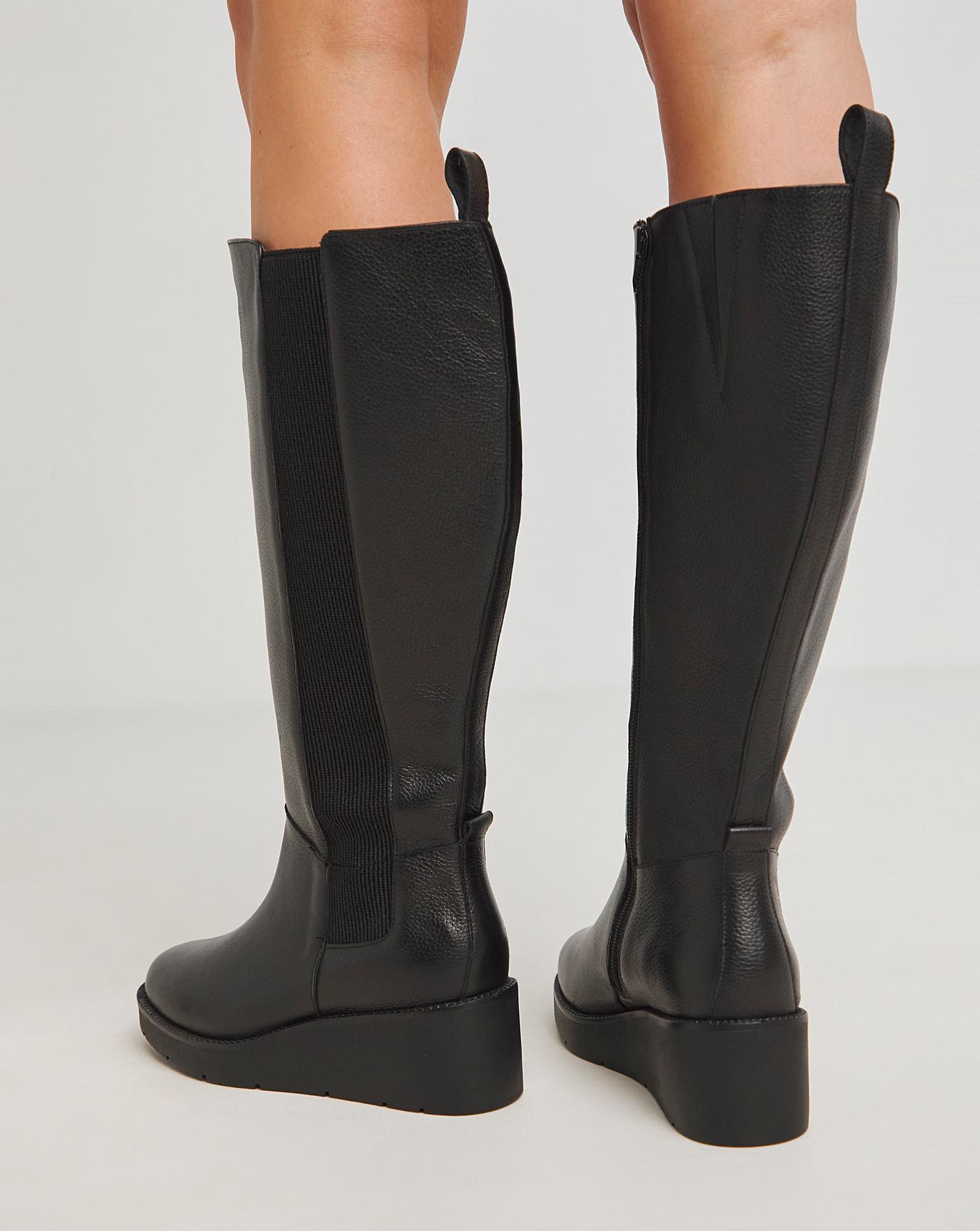 Knee High Leather Chelsea Boots Wide Fit | Oxendales