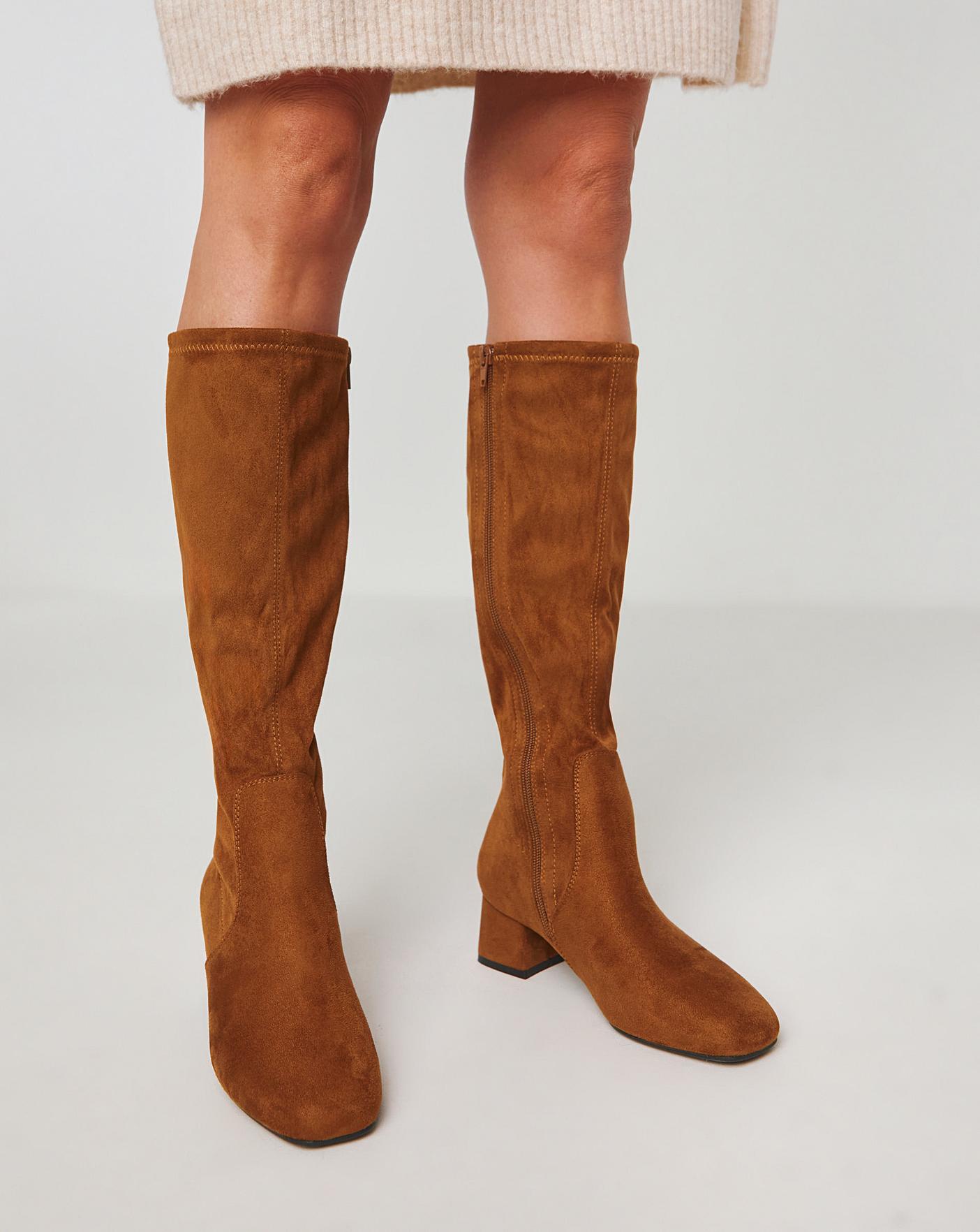 Knee High Heeled Boot Wide Fit Standard