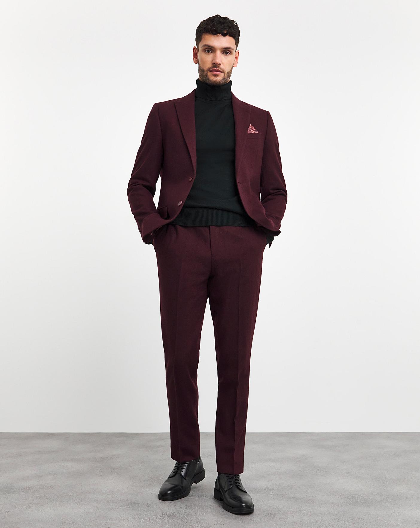 ASOS DESIGN super skinny suit pants in burgundy in four way stretch | ASOS