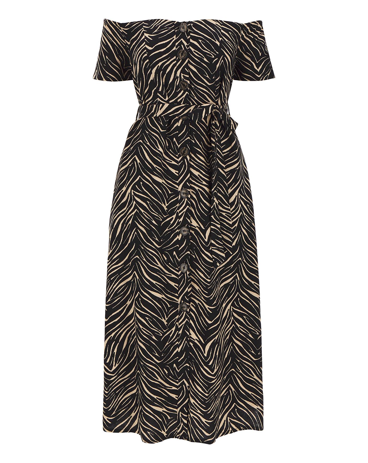 linen bardot midi dress