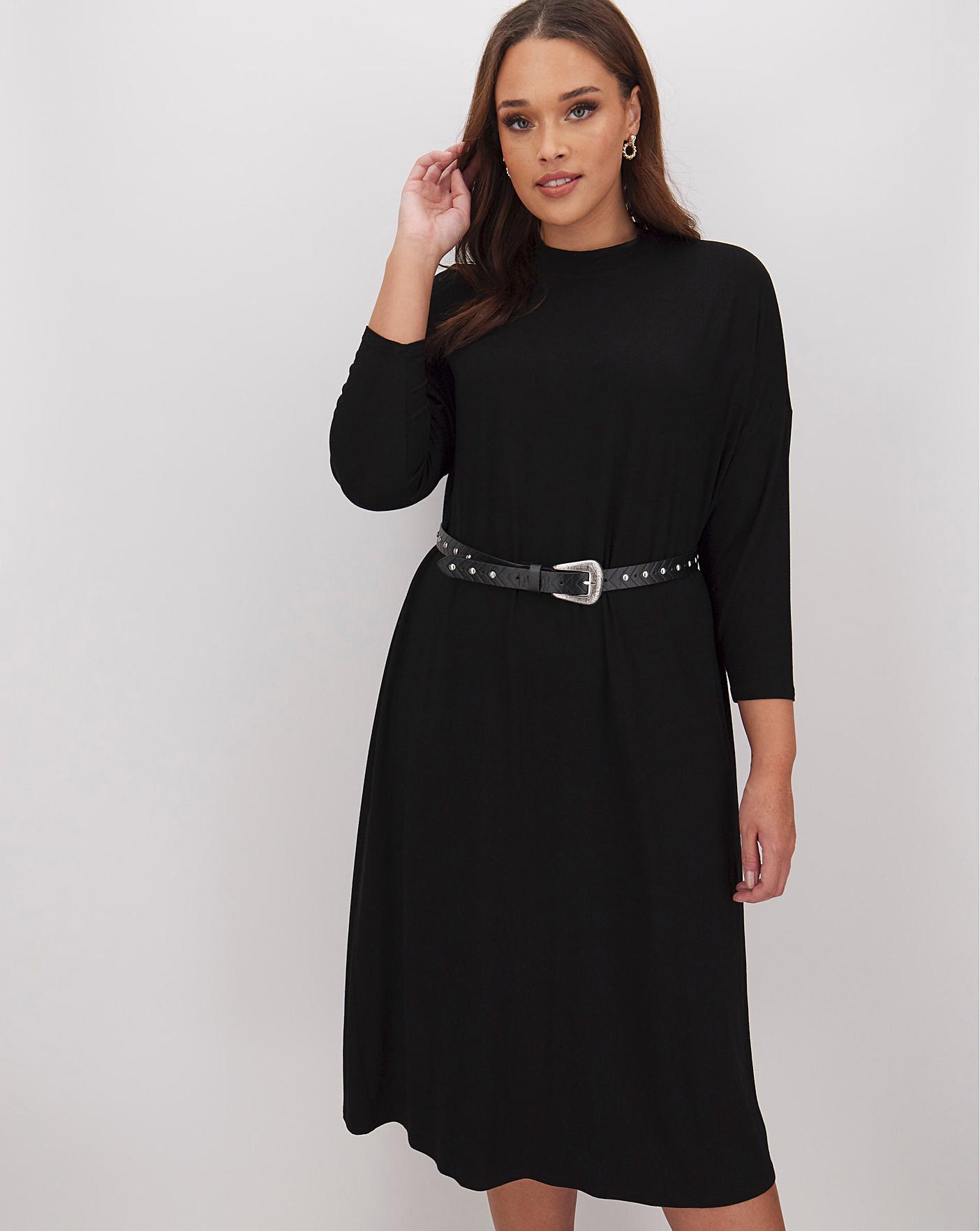 black t shirt dress midi