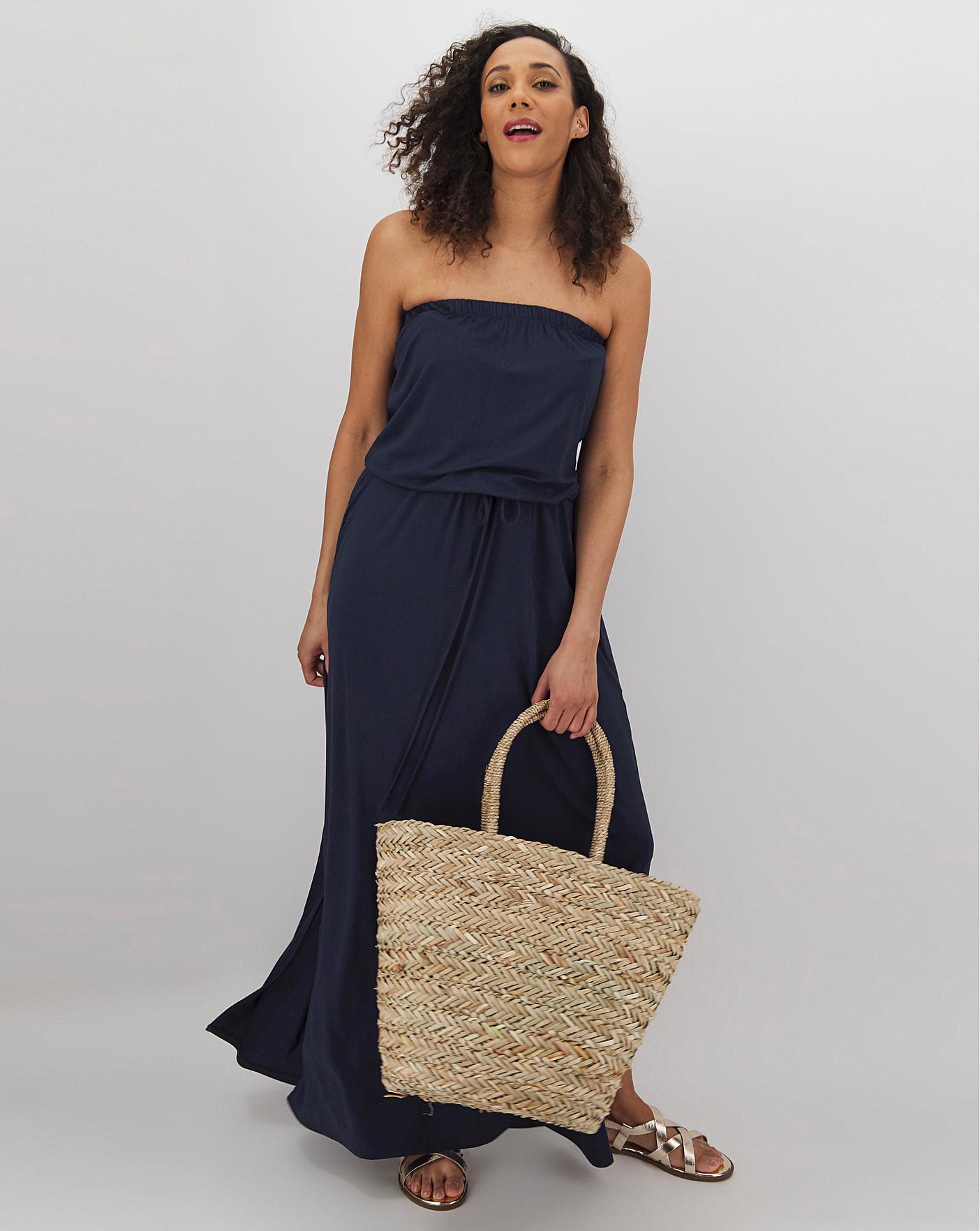 Navy Bandeau Jersey Maxi Dress | Oxendales