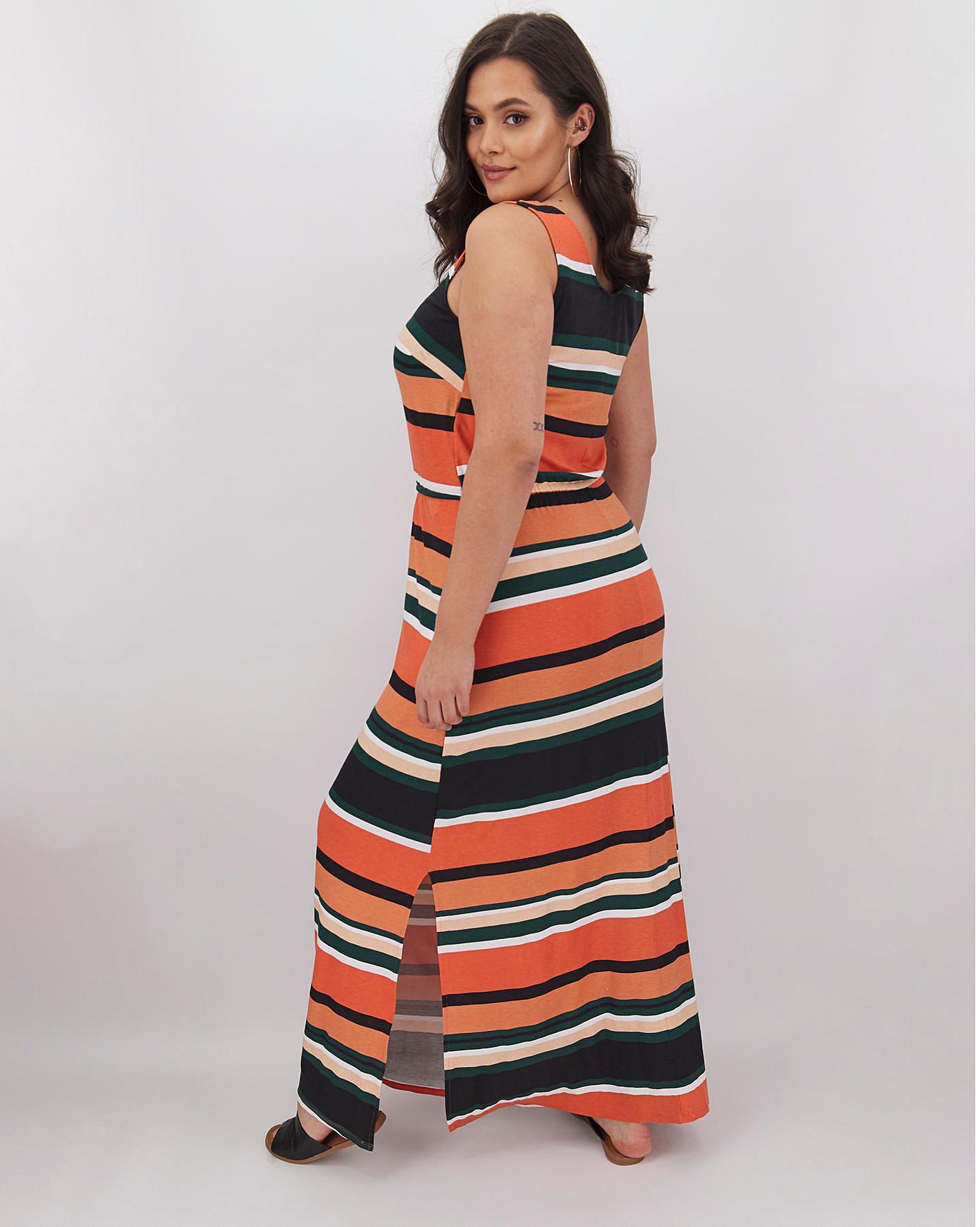Multi Stripe Vest Maxi Dress Simply Be