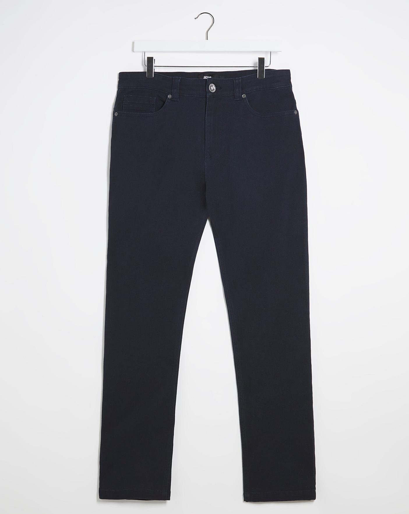 Navy Straight Stretch Gaberdine Jeans | Ambrose Wilson