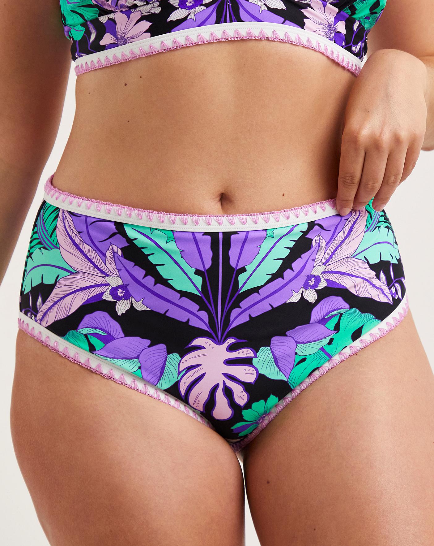 Buy FIGLEAVES Frida Purple Floral Bandeau Swimsuit Longer Length 38G, Swimsuits